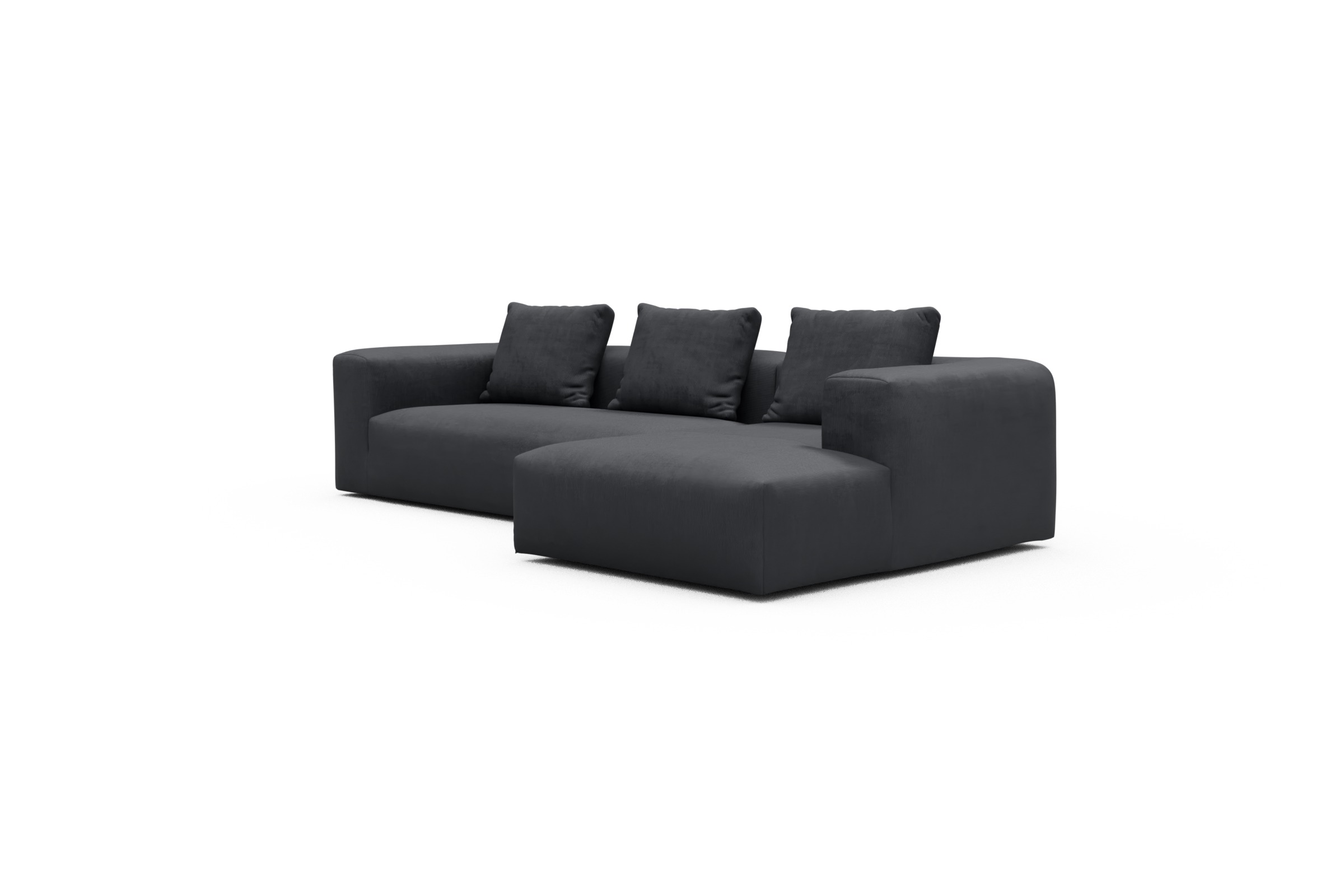 Ecksofa Fred Chaiselongue rechts mit 2,5-Sitzer Cordufine-Slate-Grey
