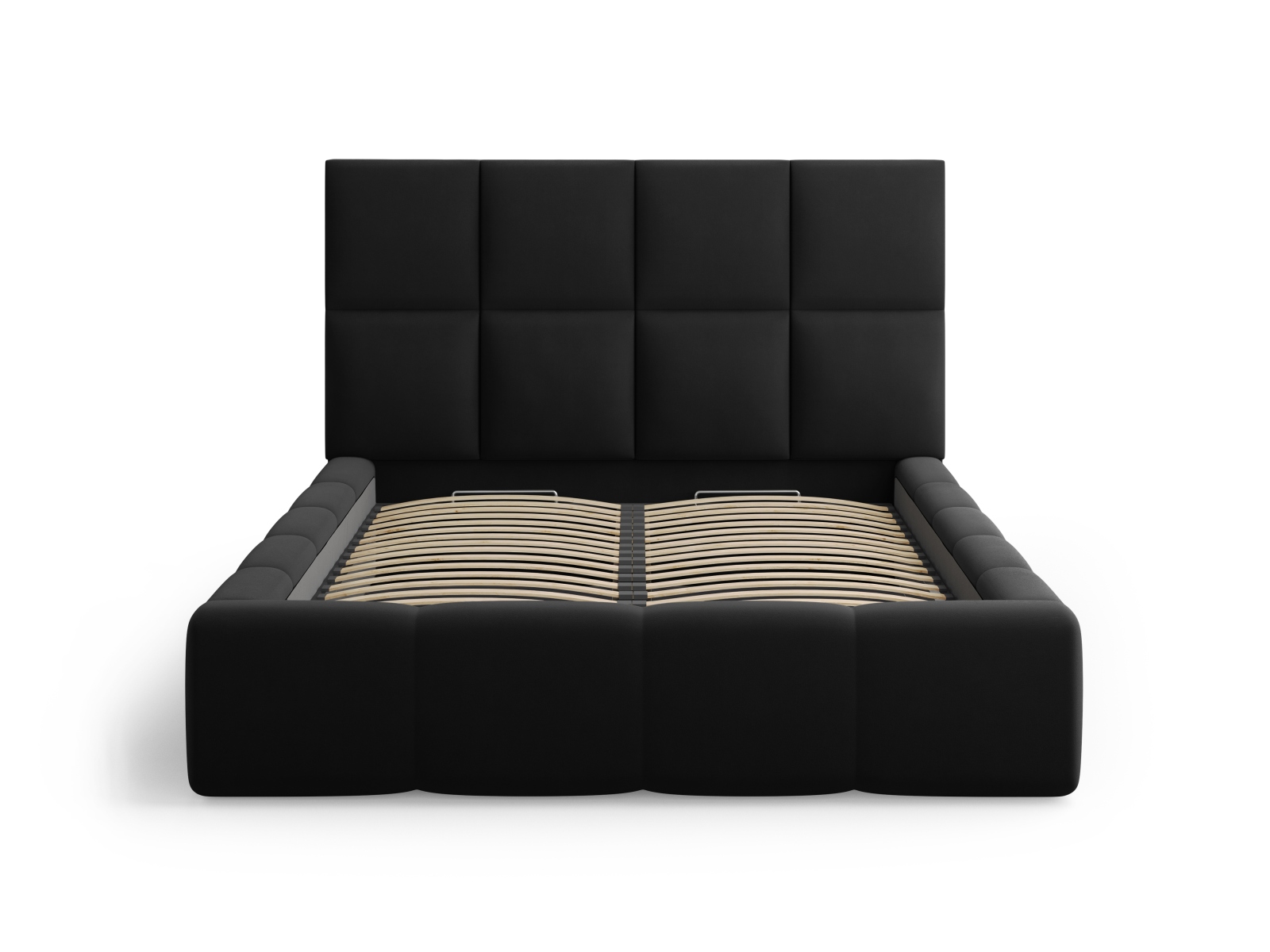 Cosmopolitan Design Stauraumbett mit Kopfteil Livigno 180x200 Samt Bluvel Schwarz