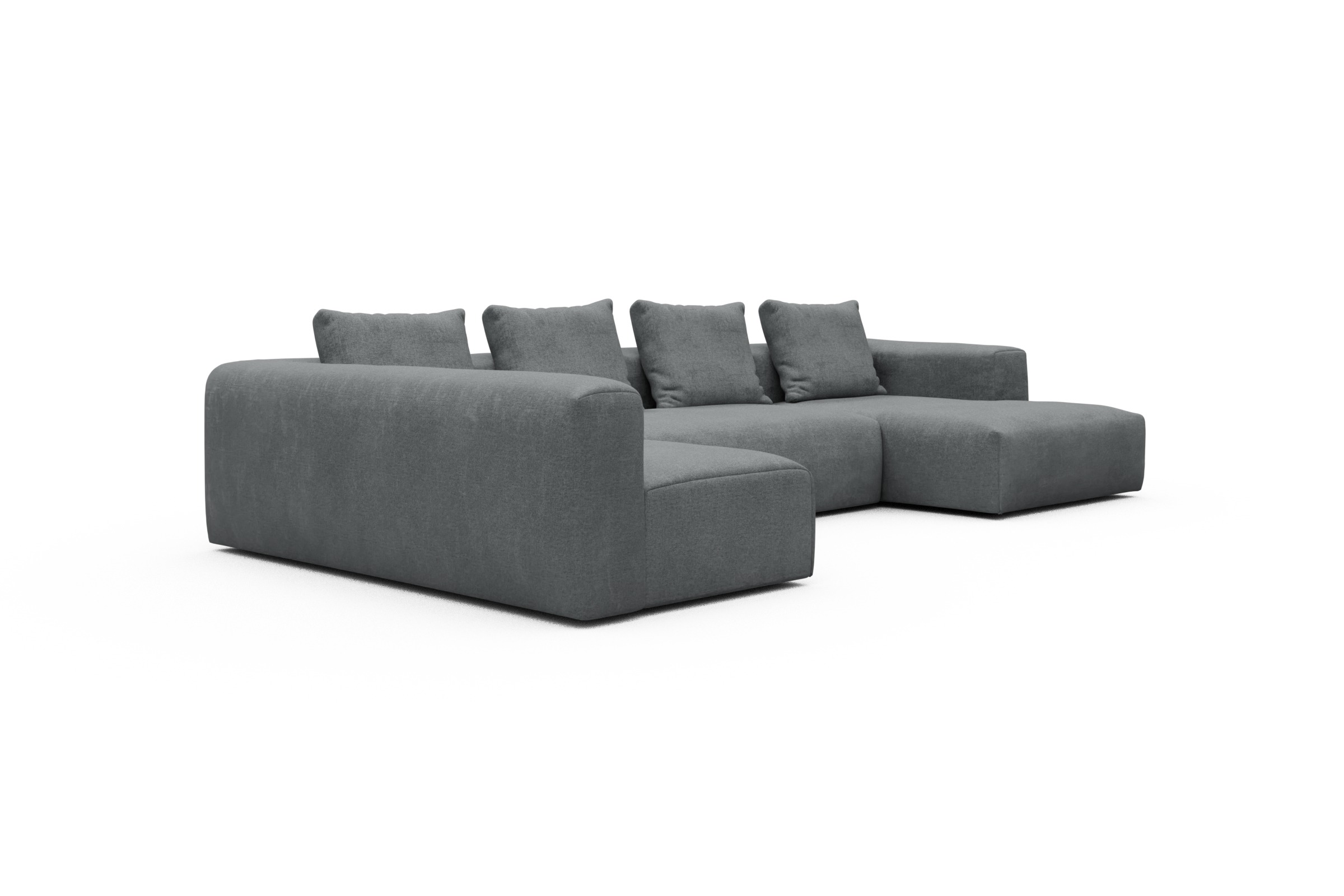Wohnlandschaft Fred Chaiselongue rechts mit 2-Sitzer und lange Armlehne links Casone-Gravel-Grey