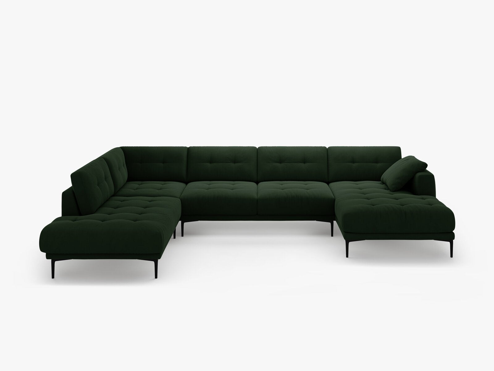 Micadoni Panorama Ecksofa Bemy 7-Sitzer Links Samt Flaschengrün