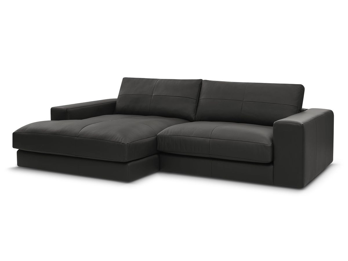 Bobochic Leonard Ecksofa 274 × 159 cm Leder Schwarz Ecke links