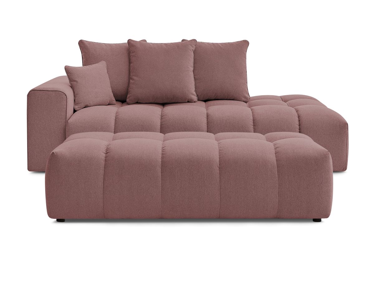 Bobochic Mont-blanc Sofa 5-Sitzer mit Pouf Melange-Stoff Rosa Armlehne links