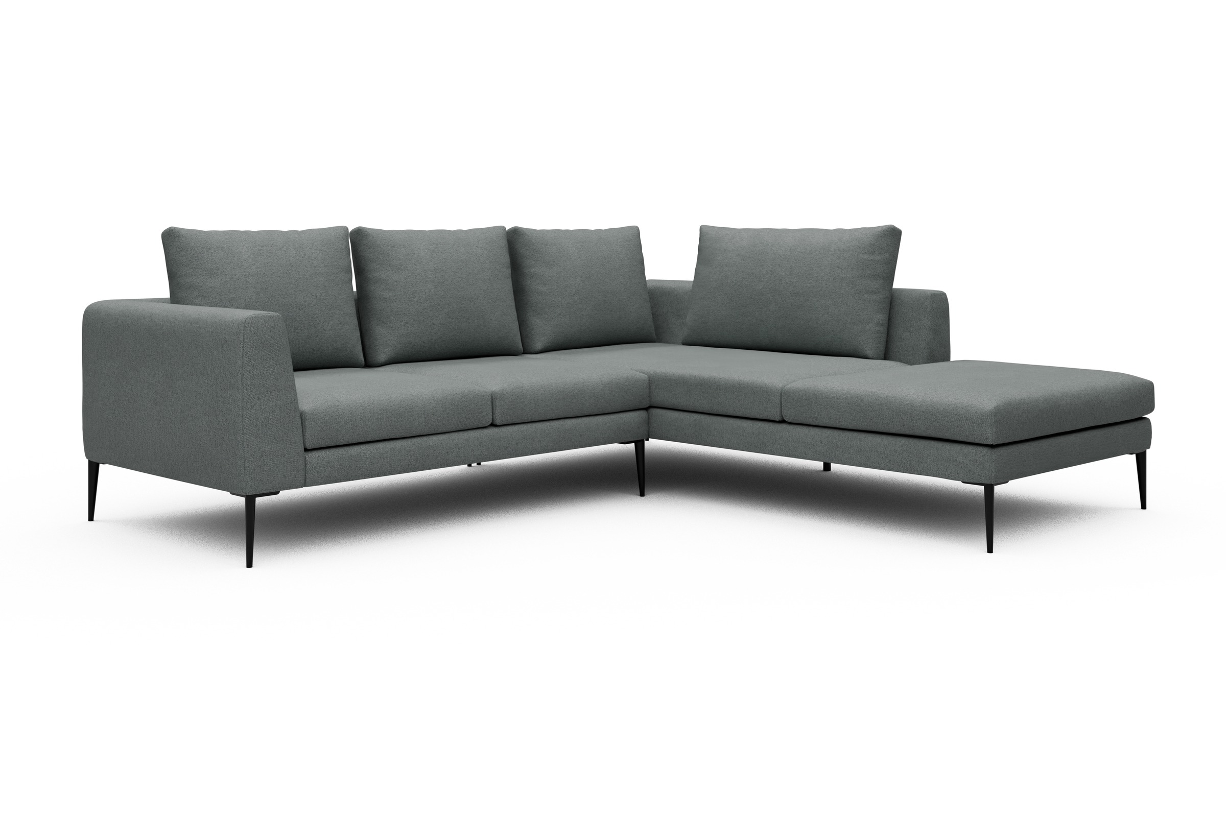 Ecksofa Paul Relax-Ecke rechts mit 2-Sitzer Denari-Soft-Grey