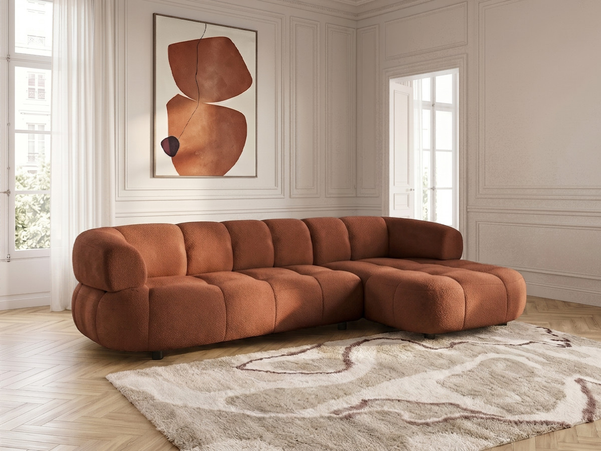 Bobochic Lovely Ecksofa mit Schlaffunktion Stoff Orange Ecke rechts