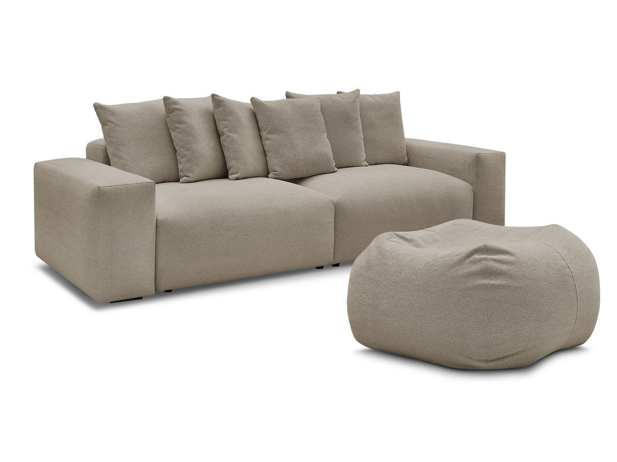 Bobochic Voltaire Sofa 5-Sitzer mit Pouf Melange-Stoff Taupe