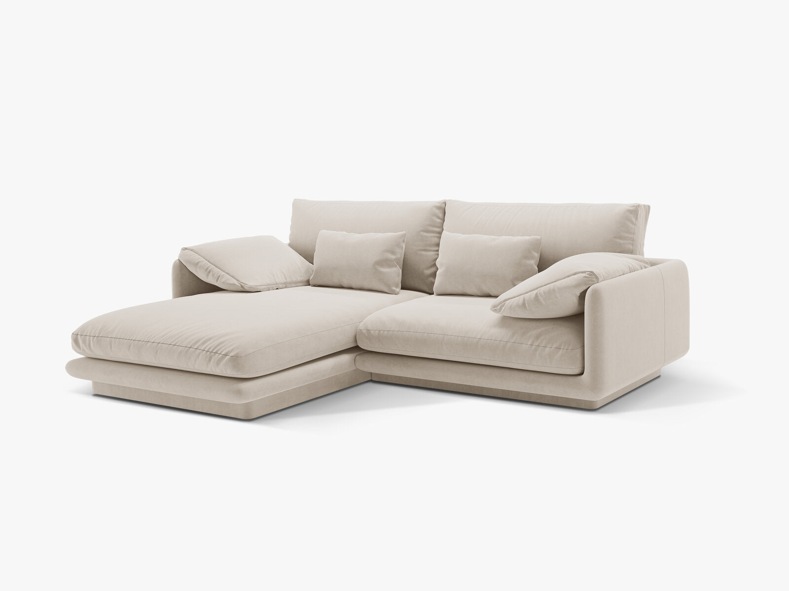 Micadoni Ecksofa Torino 3-Sitzer Links Samt Ecru