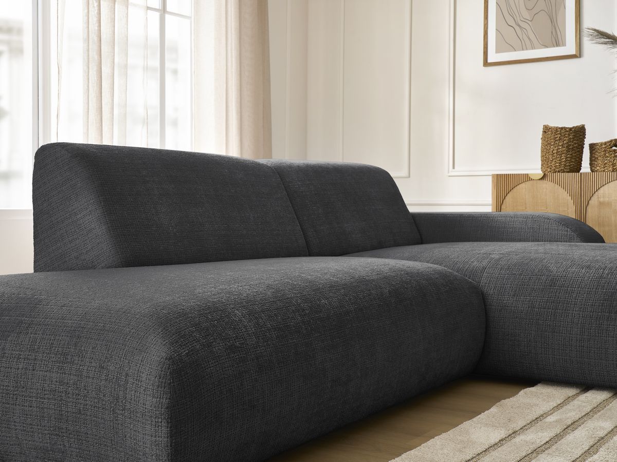 Bobochic Sirius Ecksofa 300 × 170 cm Strukturstoff Schwarz Ecke rechts