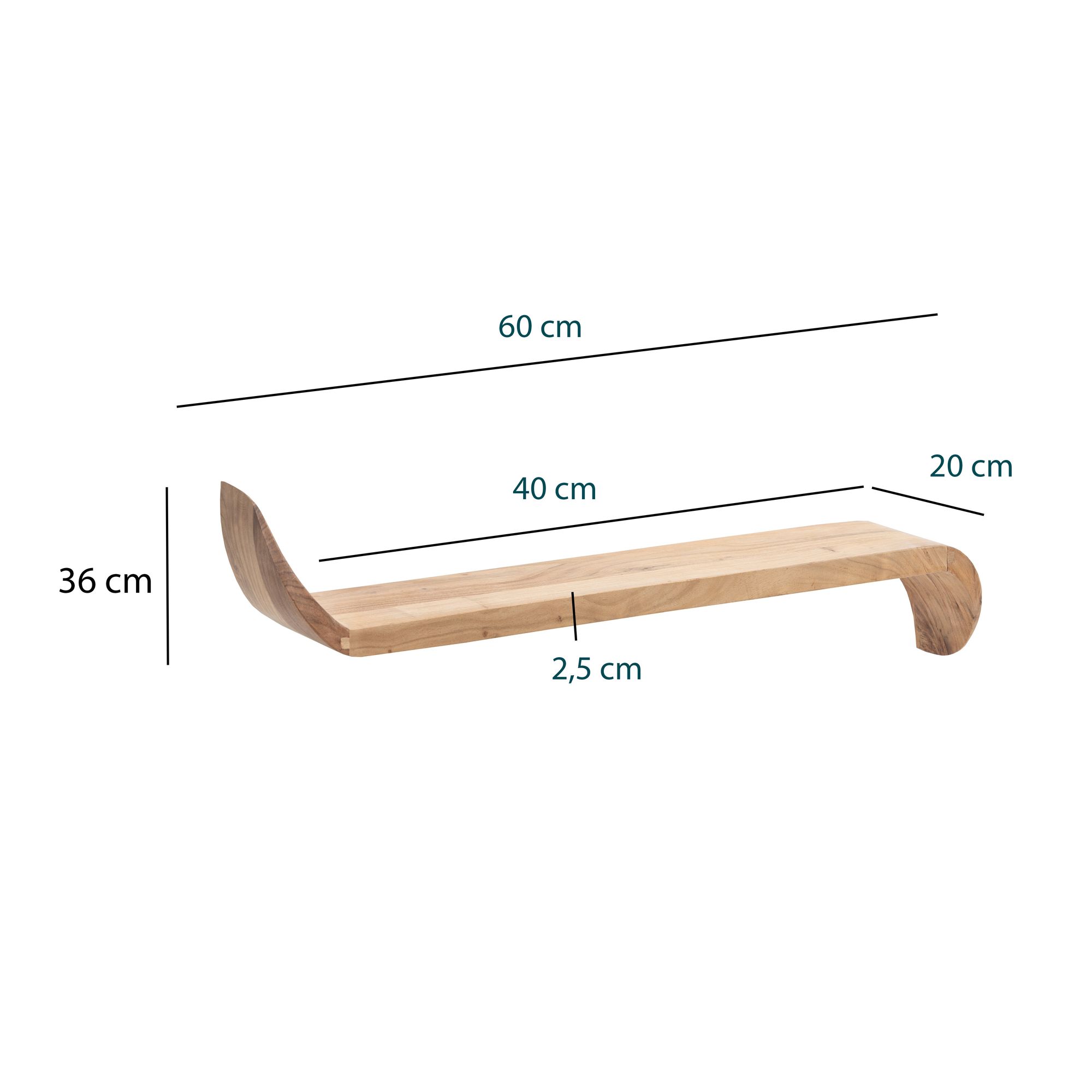 Wandregal Klepp Mango Massivholz Braun Breite 60 cm