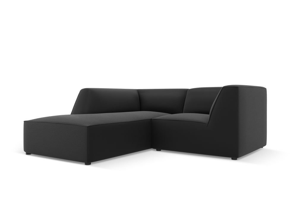 Cosmopolitan Design Ecksofa Siena 3-Sitzer Kunstleder Pacifico Schwarz Links