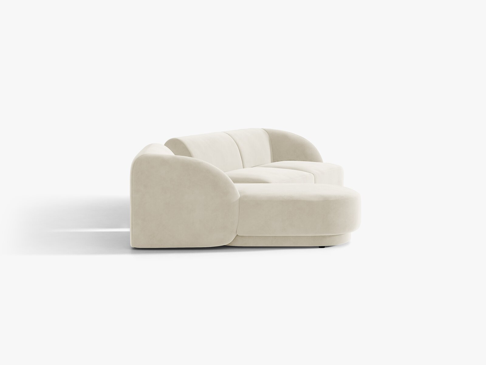 Micadoni Modulares Sofa Miley mit Recamiere 3-Sitzer Links Samt Bluvel Helles Beige