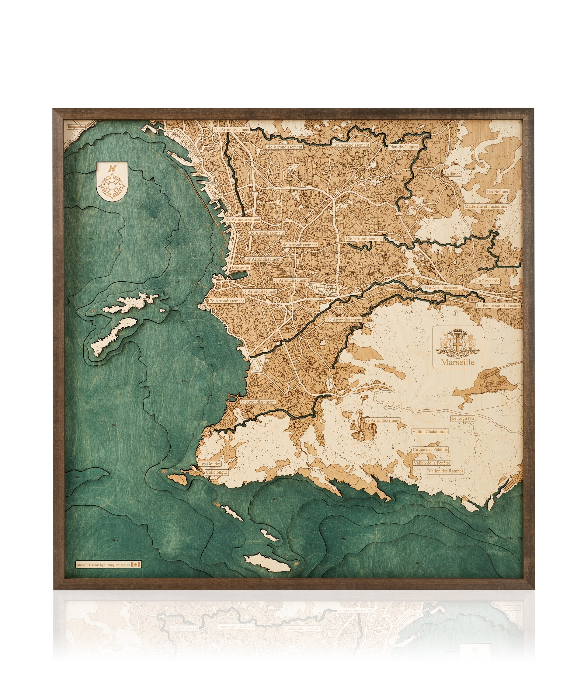 Cutting Brothers 3D Holz-Wandkarte Marseille 76 x 76 moebelfaktor