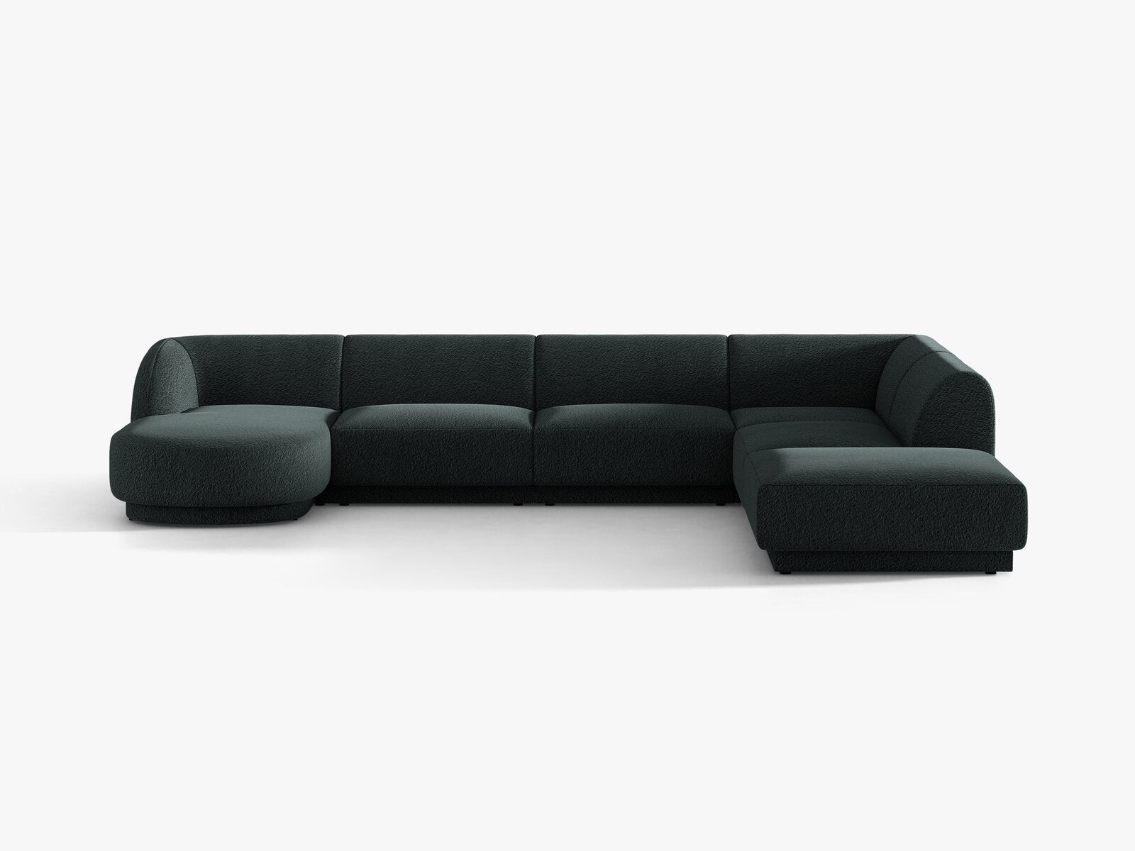 Micadoni Panorama-Ecksofa Miley 6-Sitzer Rechts Boucle Baloo Schwarz