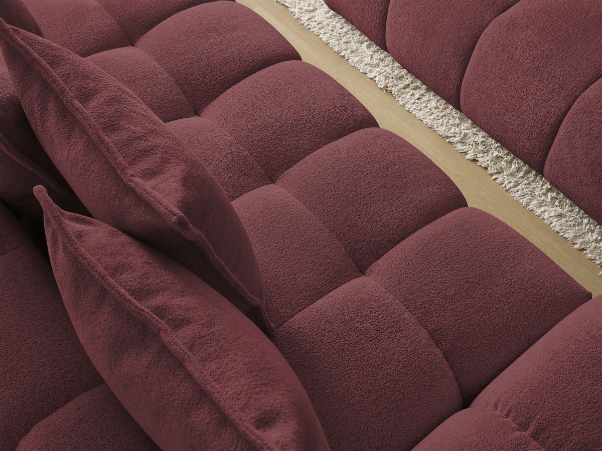 Bobochic Everest Sofa 3-Sitzer mit Pouf, 5 Kissen Melange-Stoff Rot