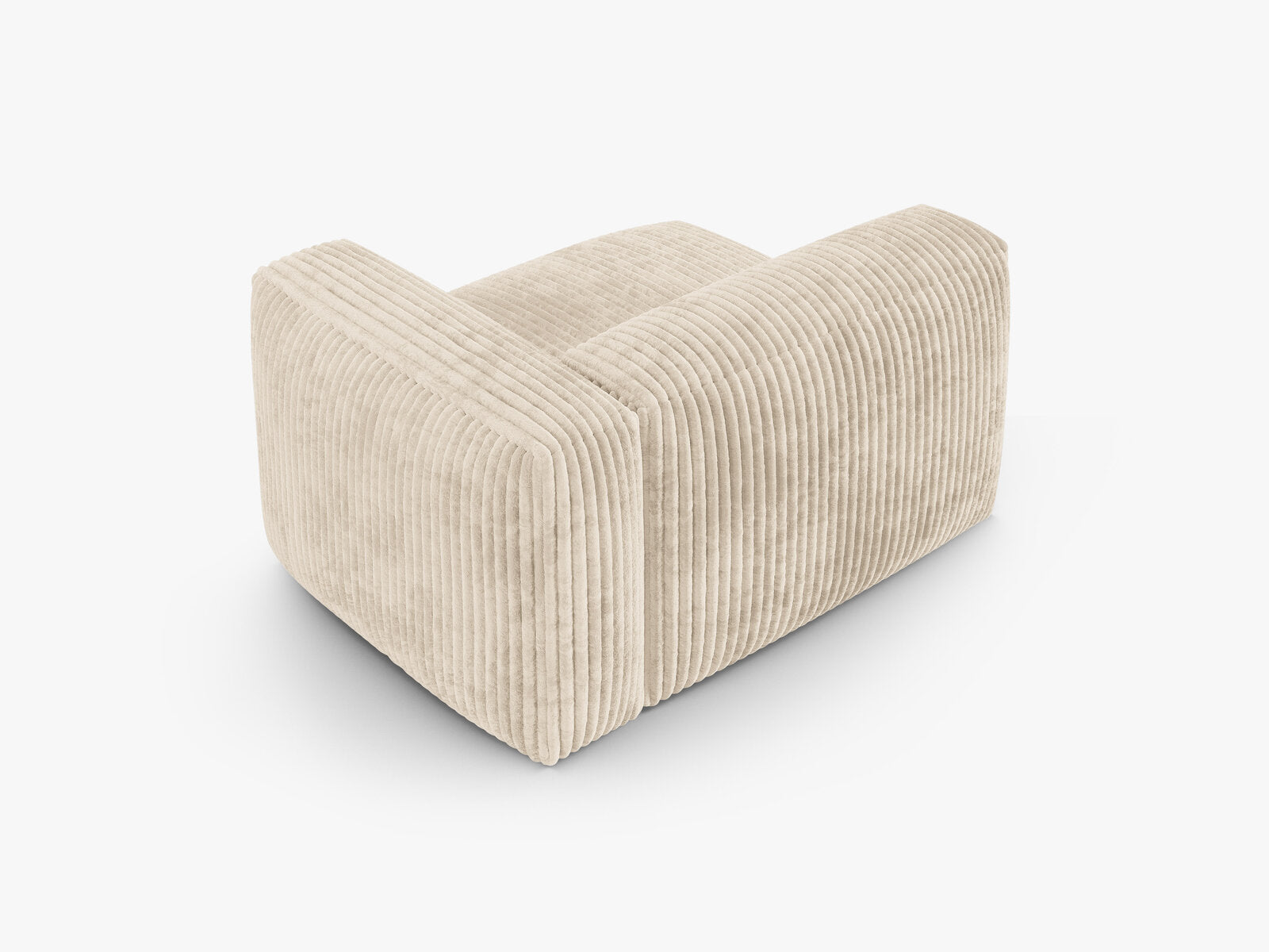 Micadoni Eckmodul mit Armlehne Martina 1-Sitzer 90cm Sitztiefe Rechts Kord Tilia Helles Beige