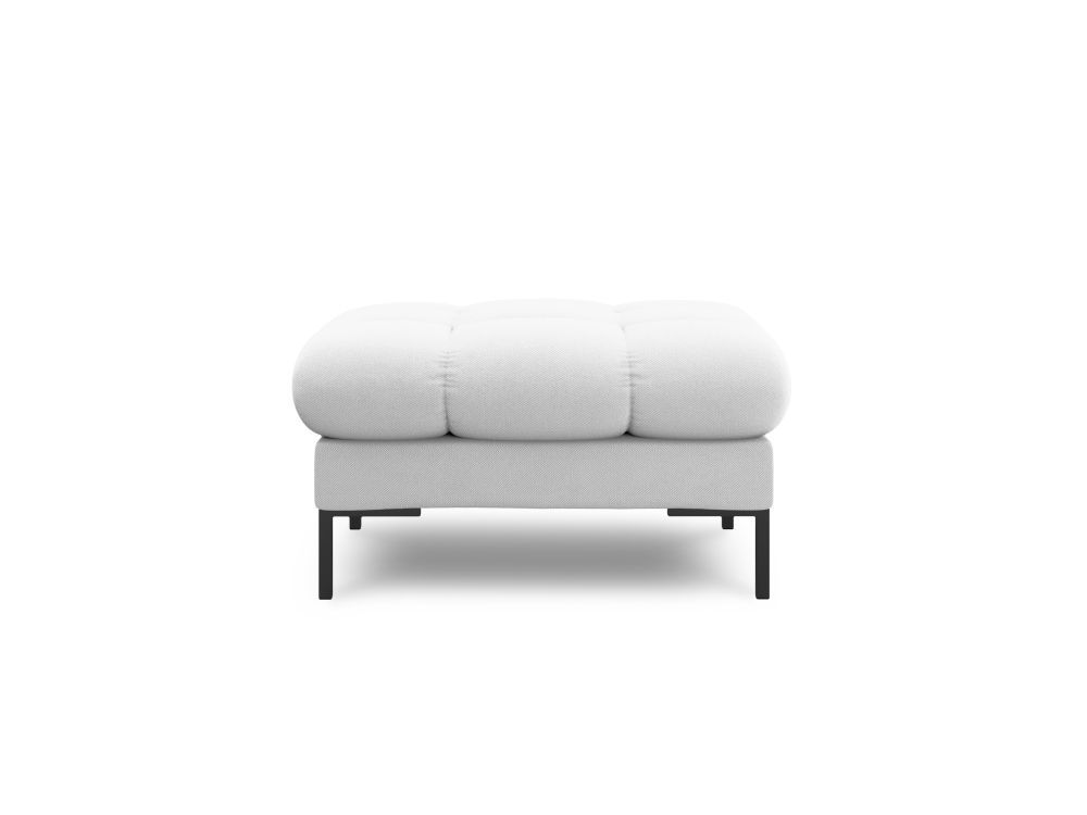 Cosmopolitan Design Pouf Bali Strukturierter Stoff Neve Hellgrau Beine Schwarzes Metall