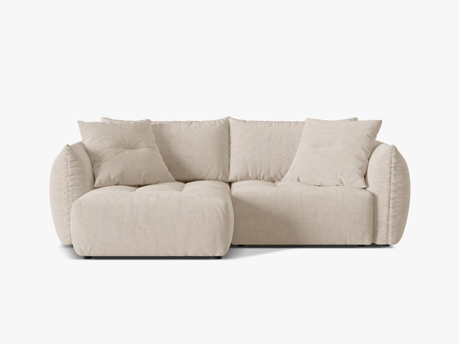 Micadoni Bloom Ecksofa 3-Sitzer mit Schlaffunktion Links Strukturierter Stoff Wind Helles Beige