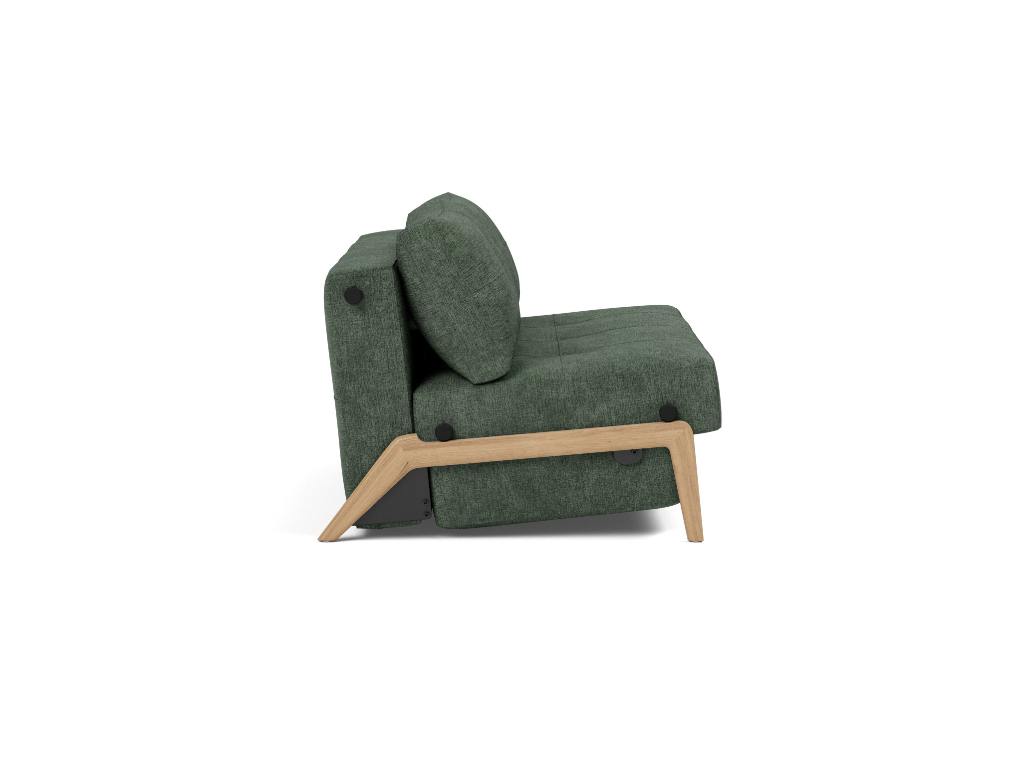 Schlafsofa Cubed 140 Flachgewebe Avella 281-Pine-Green Beine Eiche