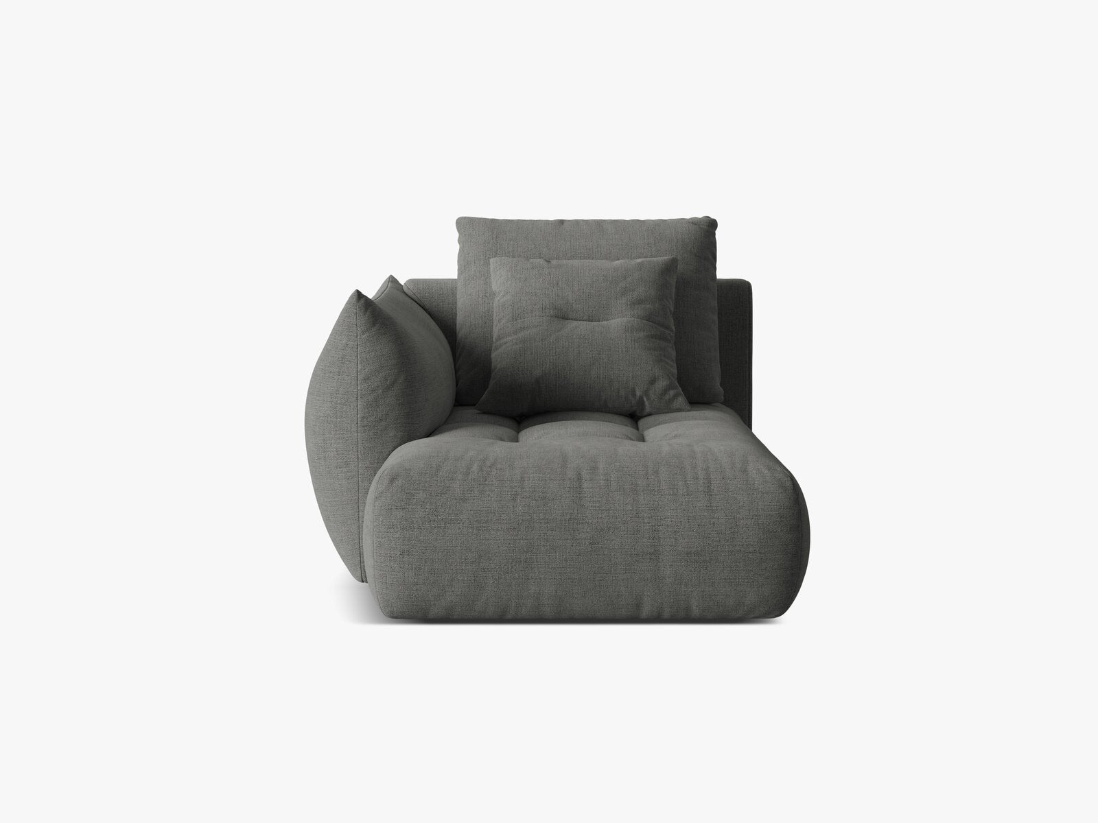 Micadoni Bloom Chaiselongue Links Strukturierter Stoff Wind Dunkelgrau