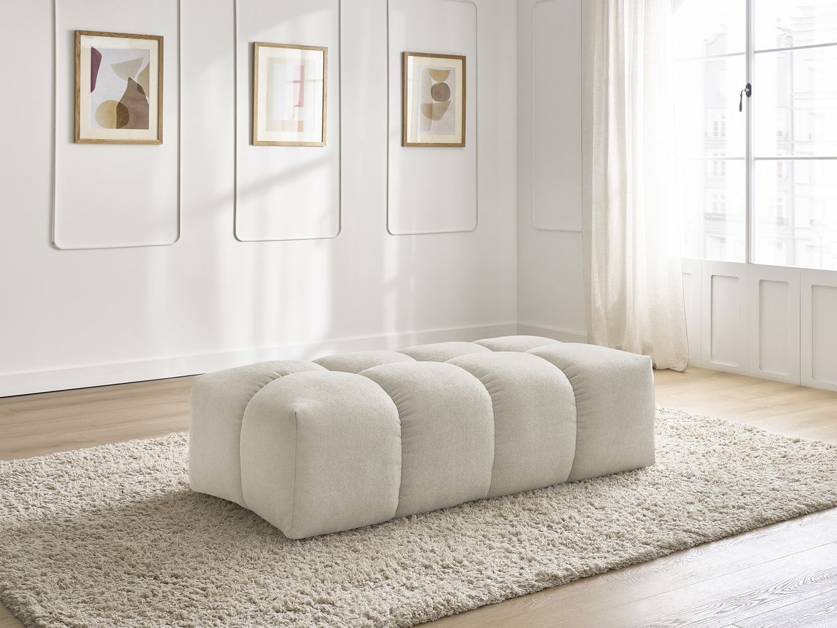 Bobochic Everest Pouf 140 × 70 cm Melange-Stoff Beige