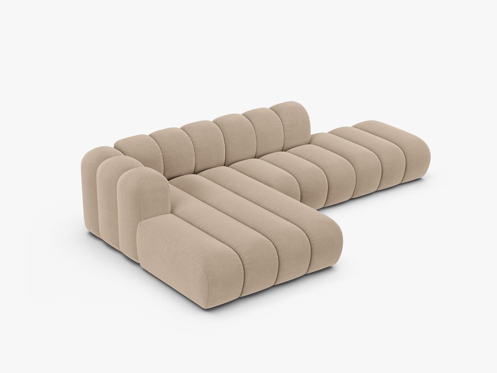 Micadoni Modulares Ecksofa offen Lupine 5-Sitzer Samt Venus Beige Links