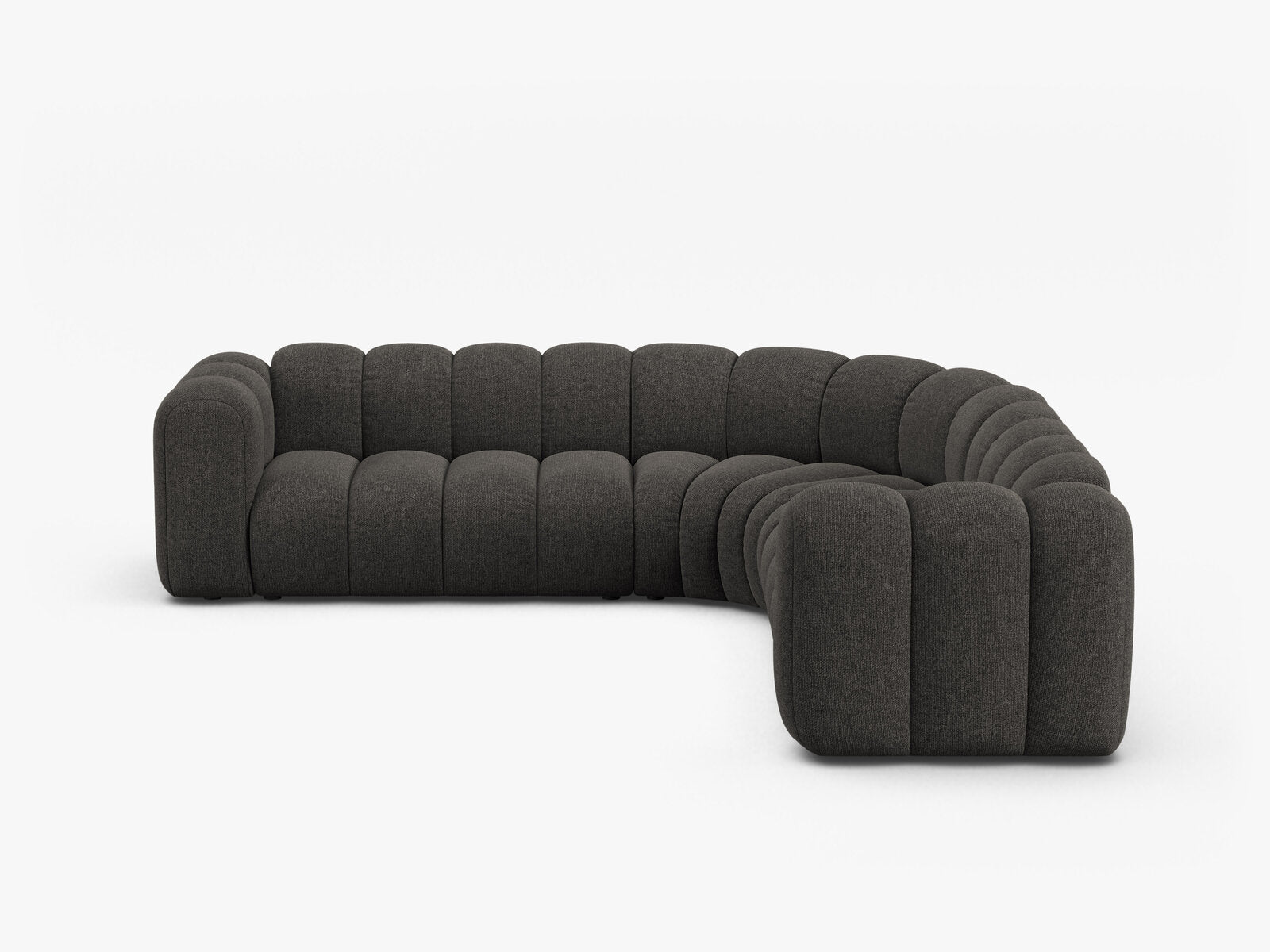 Micadoni symmetrisches Ecksofa Lupine 5-Sitzer mittelgroß Chenille Eden Dunkelgrau