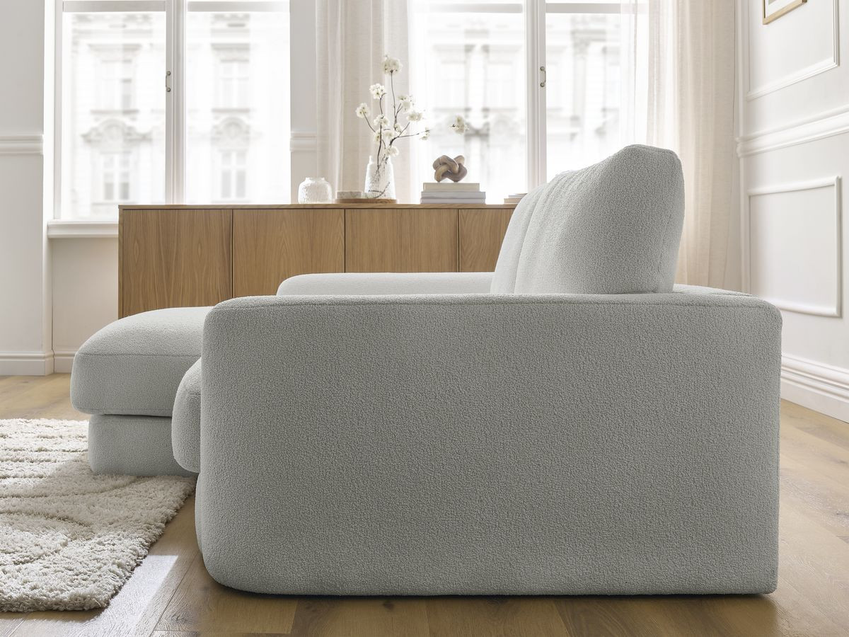 Bobochic Leonore Ecksofa Bouclé-Stoff Hellgrau Ecke links