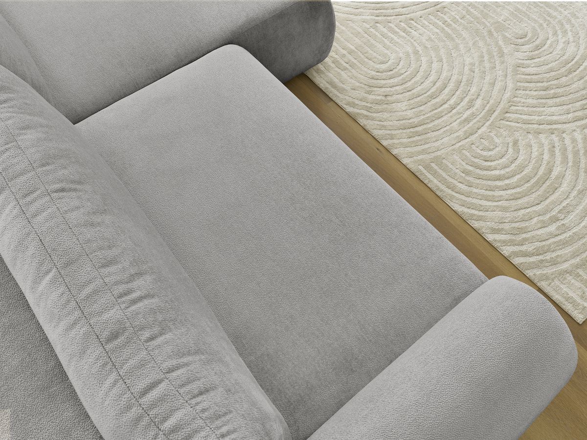 Bobochic Lucien Ecksofa mit Schlaffunktion und Bettkasten 314 × 167 cm Stoff Hellgrau Ecke rechts