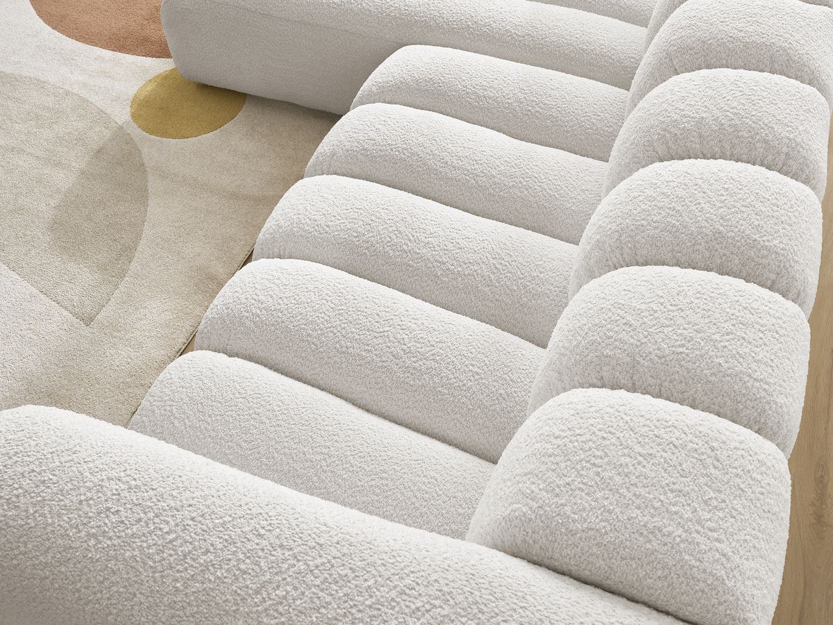 Bobochic Talia Ecksofa Bouclé-Stoff Weiß Ecke links