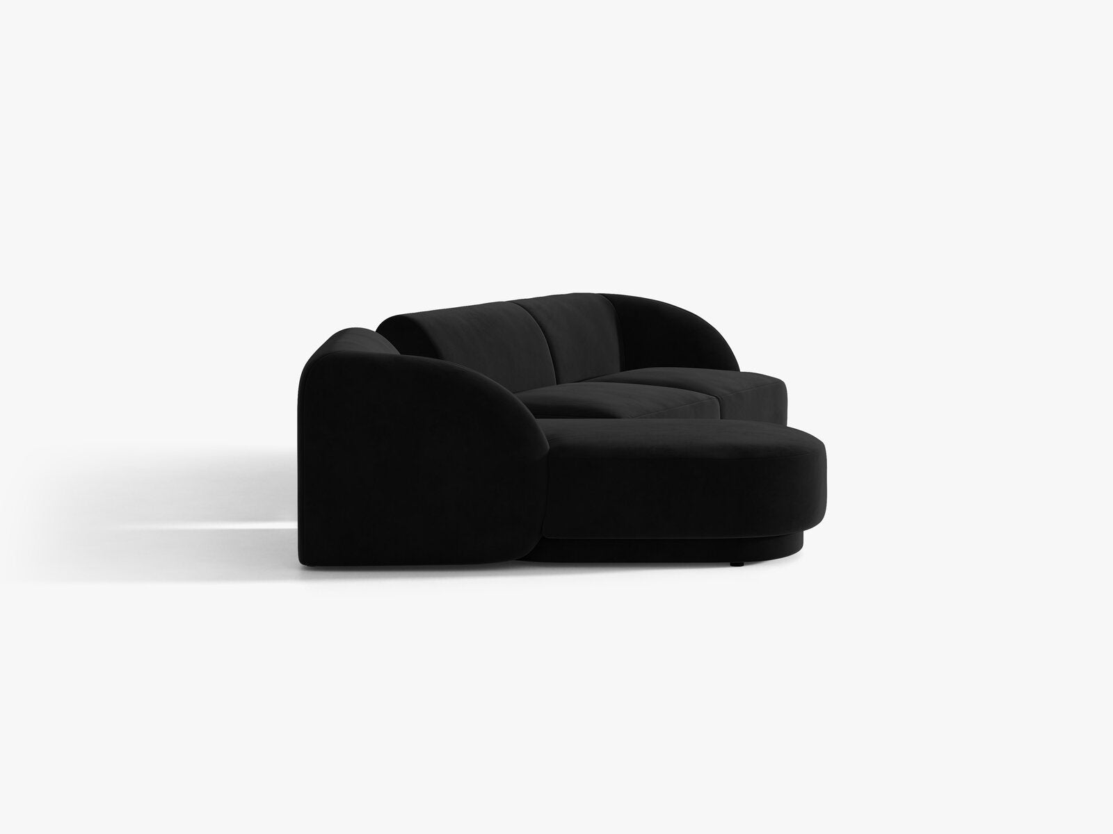 Micadoni Modulares Sofa Miley mit Recamiere 3-Sitzer Links Samt Bluvel Schwarz