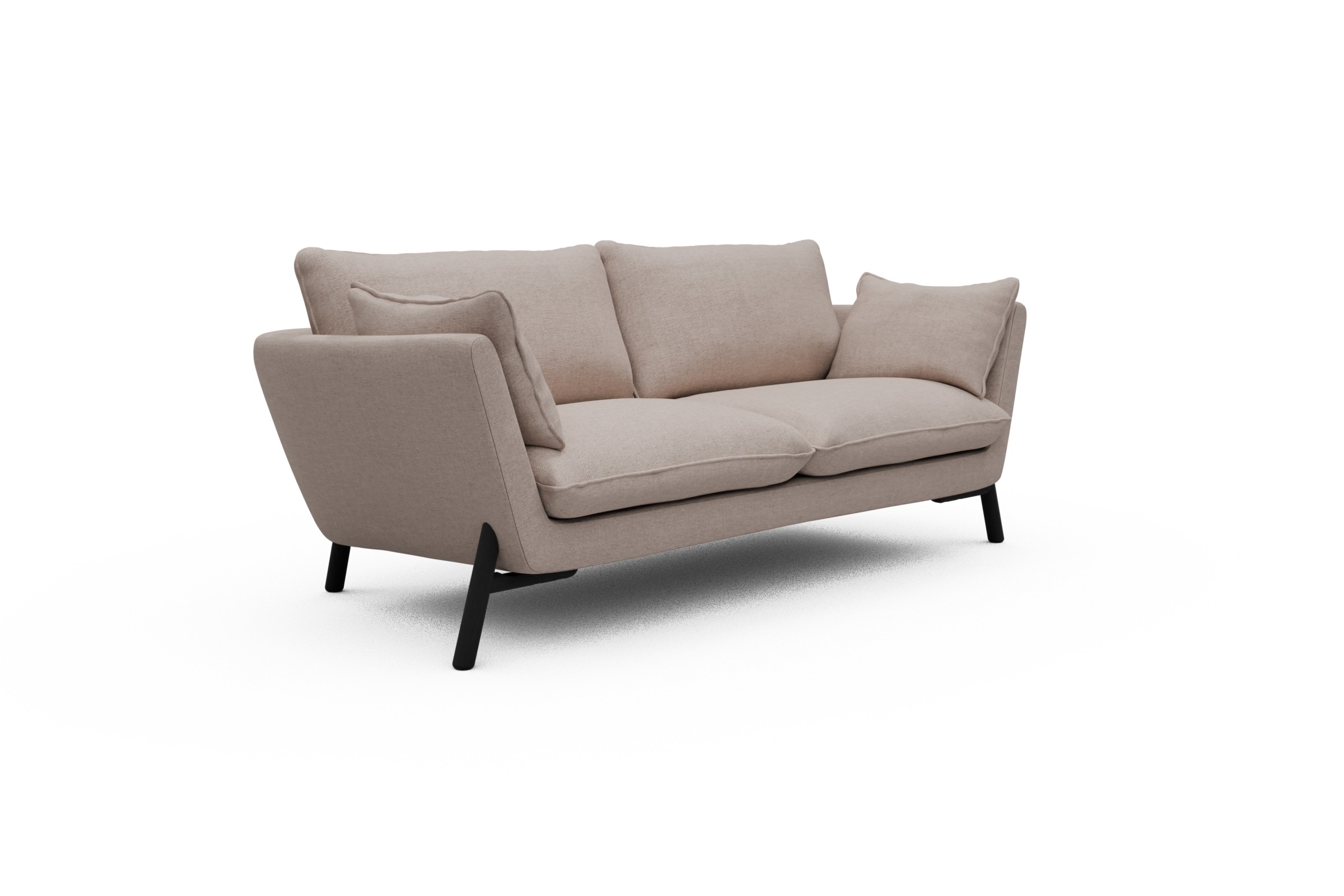 Sofa Emil 2-Sitzer Beinfarbe Eiche Schwarz Weda-Sand