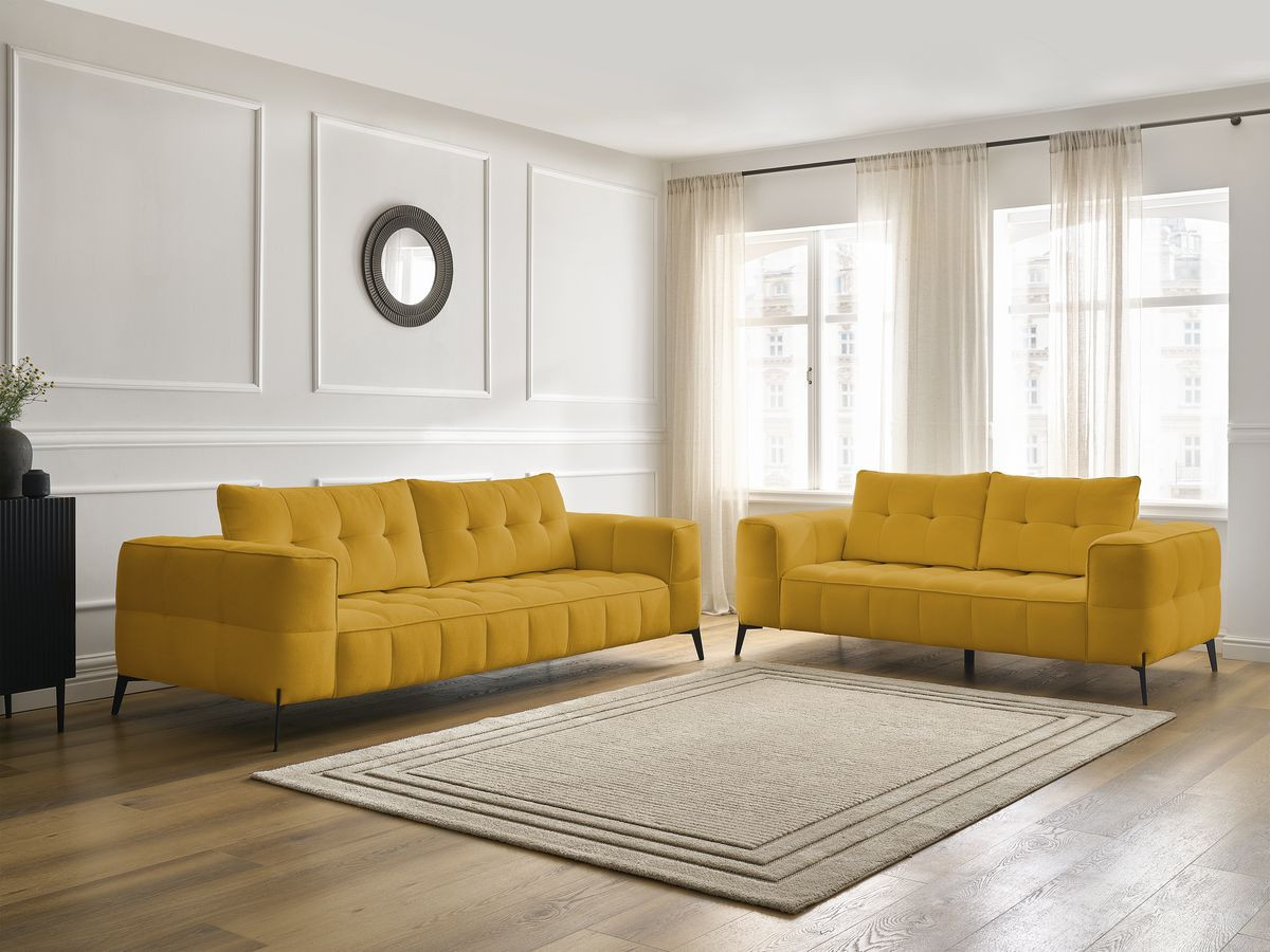 Bobochic Anis Sofa-Set 3- und 2-Sitzer Strukturstoff Gelb
