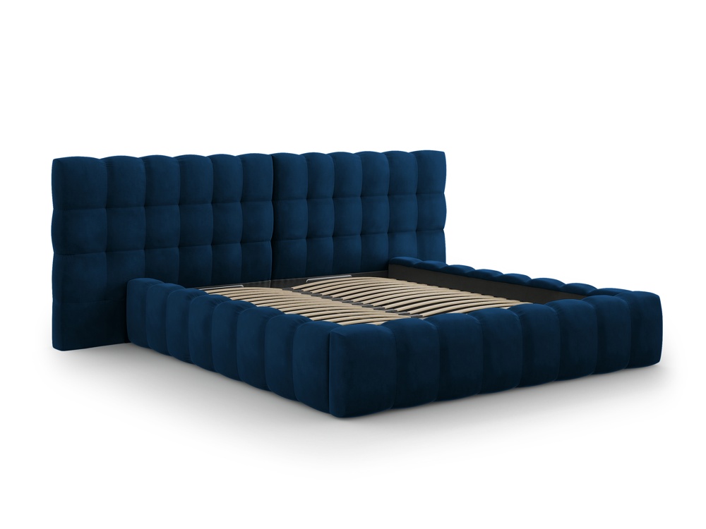 Cosmopolitan Design Stauraumbett mit doppeltem Kopfteil Bali 180x200 Samt Bluvel Königsblau