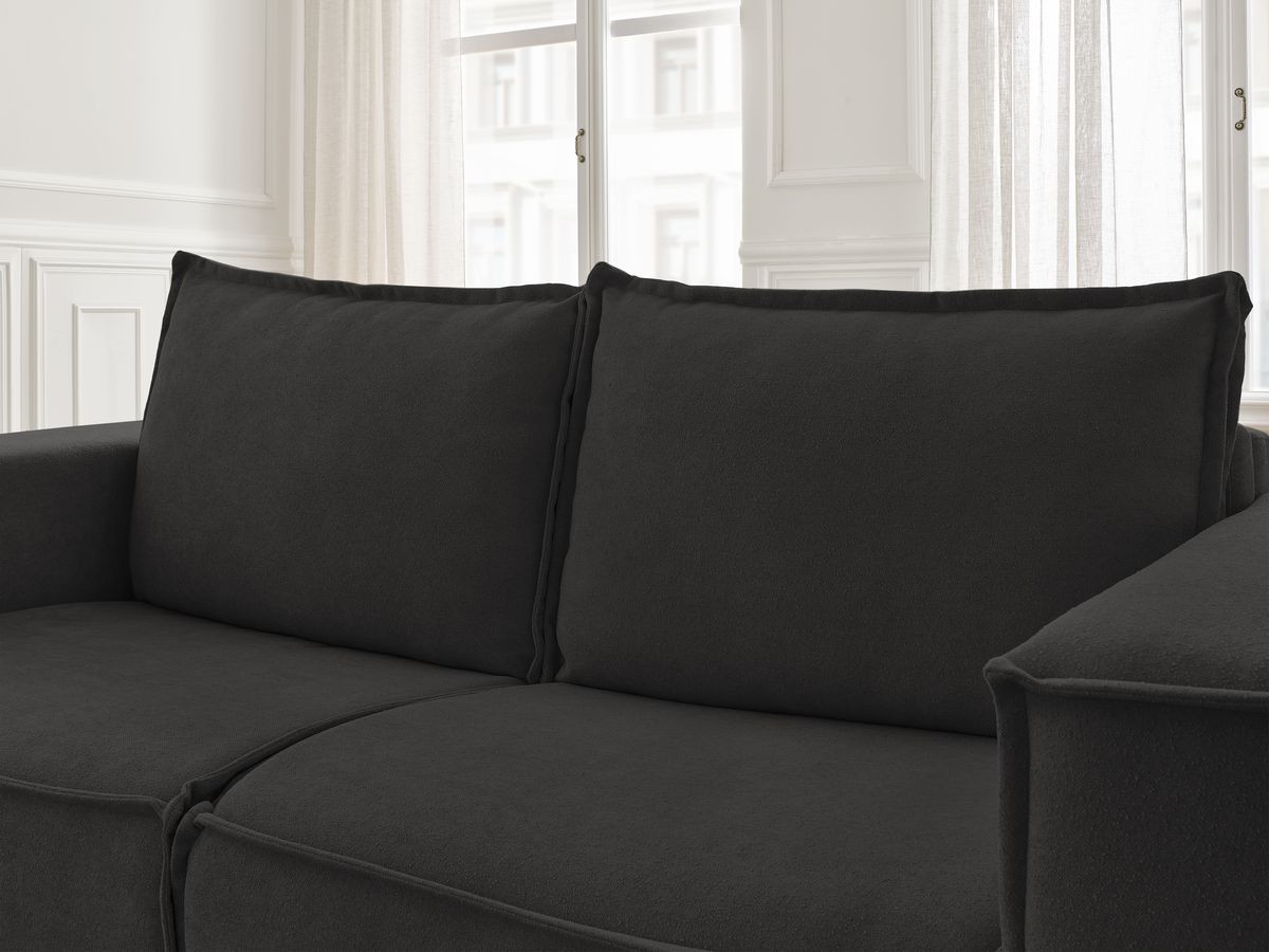 Bobochic Chelsea Schlafsofa 3-Sitzer Strukturstoff Schwarz, Liegefläche 160 × 200 cm