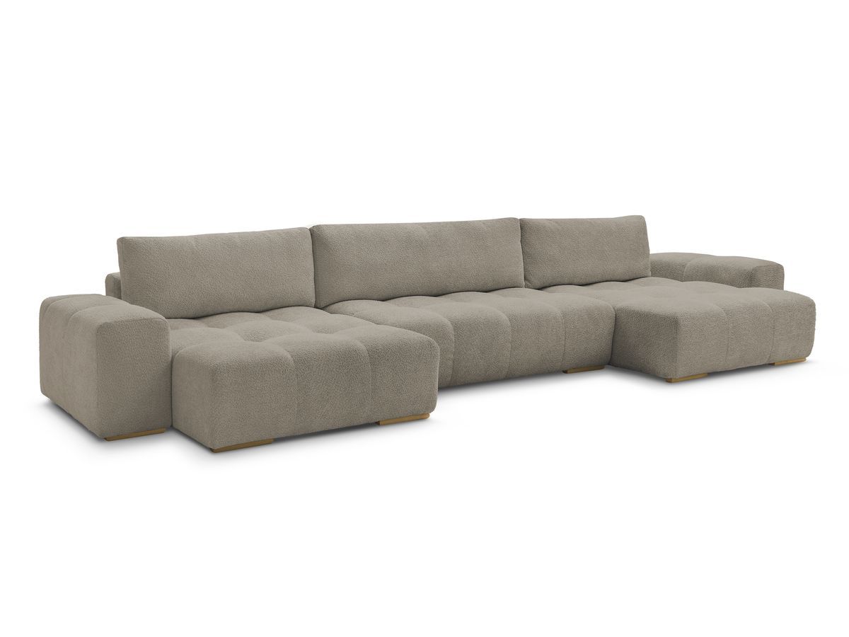 Bobochic Anakin Wohnlandschaft, Liegefläche 137 × 382 cm, 3 Kissen Bouclé-Stoff Taupe