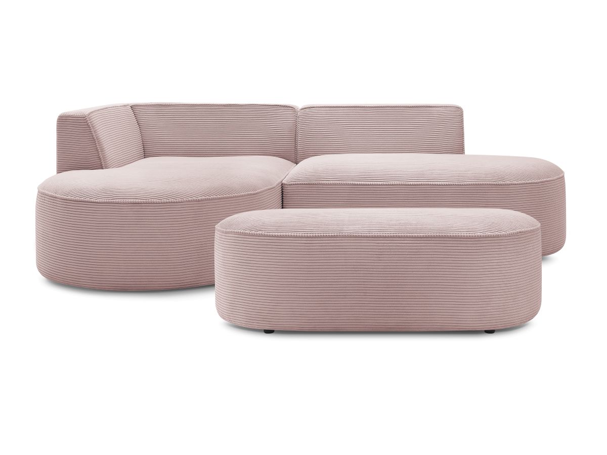 Bobochic Rousseau Ecksofa mit Pouf Cordsamt Violett Ecke links