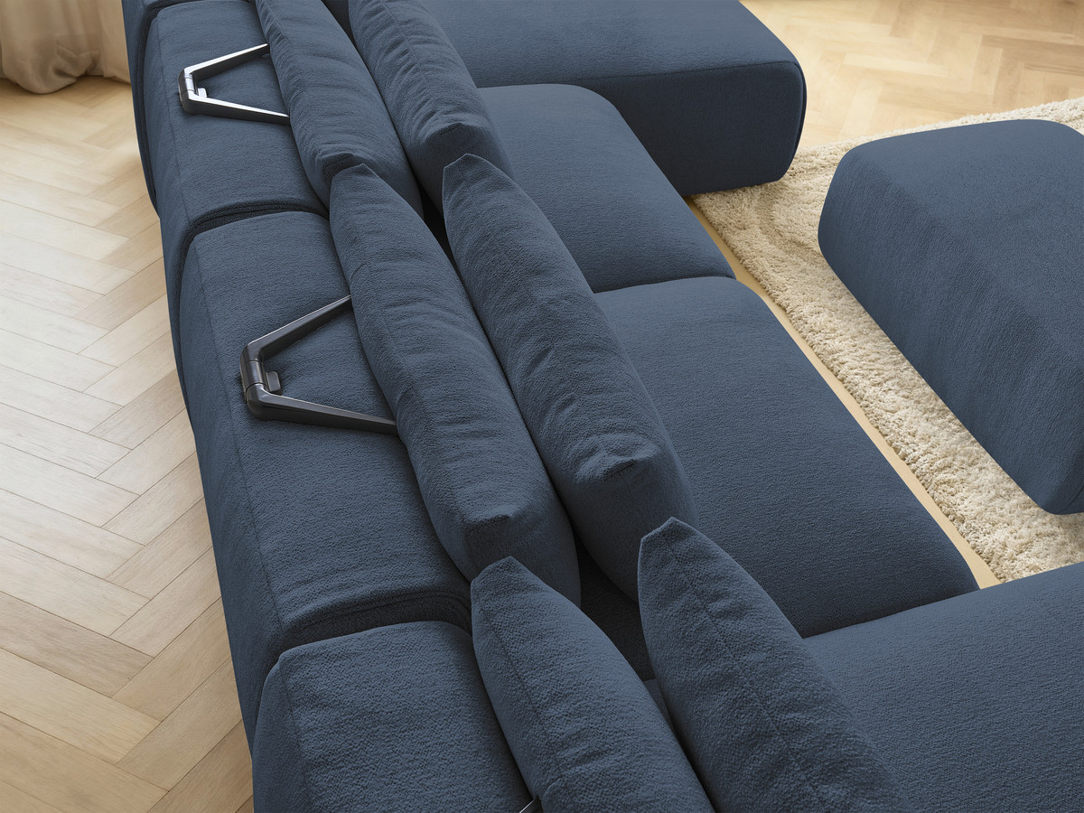 Bobochic Jana Wohnlandschaft mit kleinem Pouf Melange-Stoff Blau