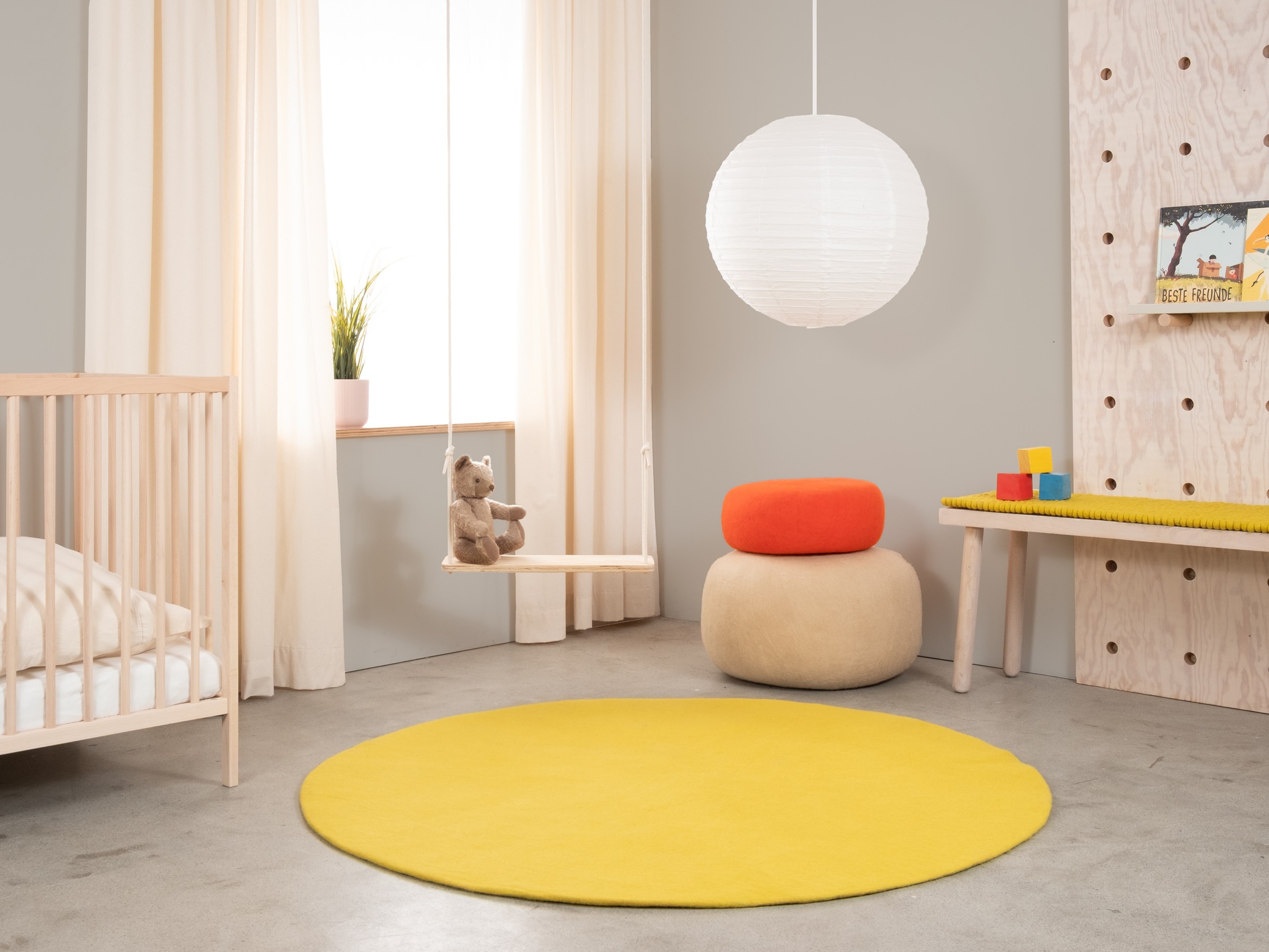 myfelt Kata Filzteppich Gelbgrün rund Ø 50 cm