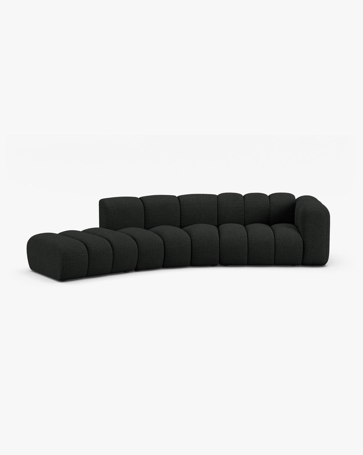 Micadoni Modulares Sofa Lupine 5-Sitzer Links Boucle Baloo Schwarz
