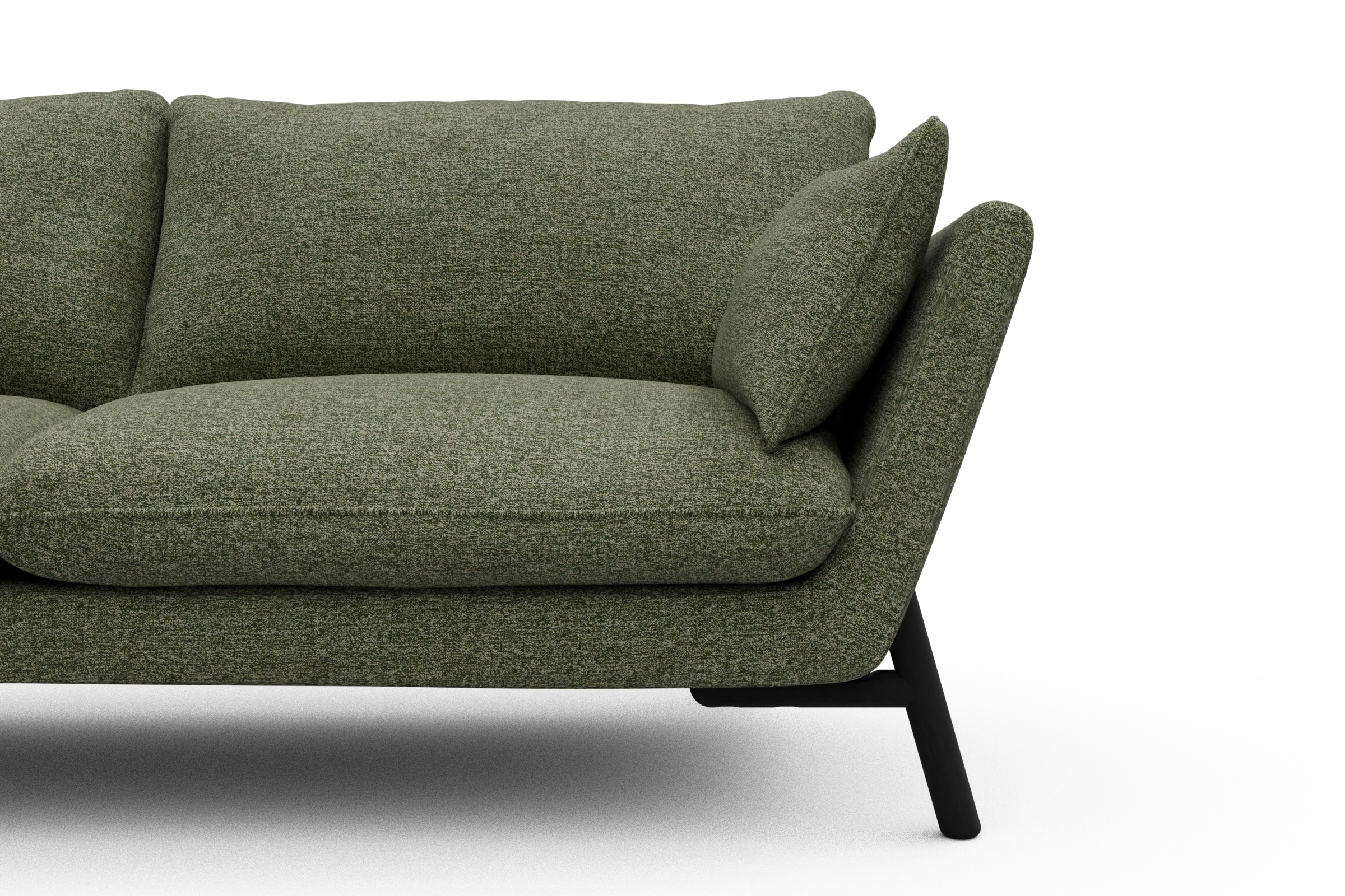 Sofa Emil 3-Sitzer Beinfarbe Eiche Schwarz Carreno-Vivid-Green