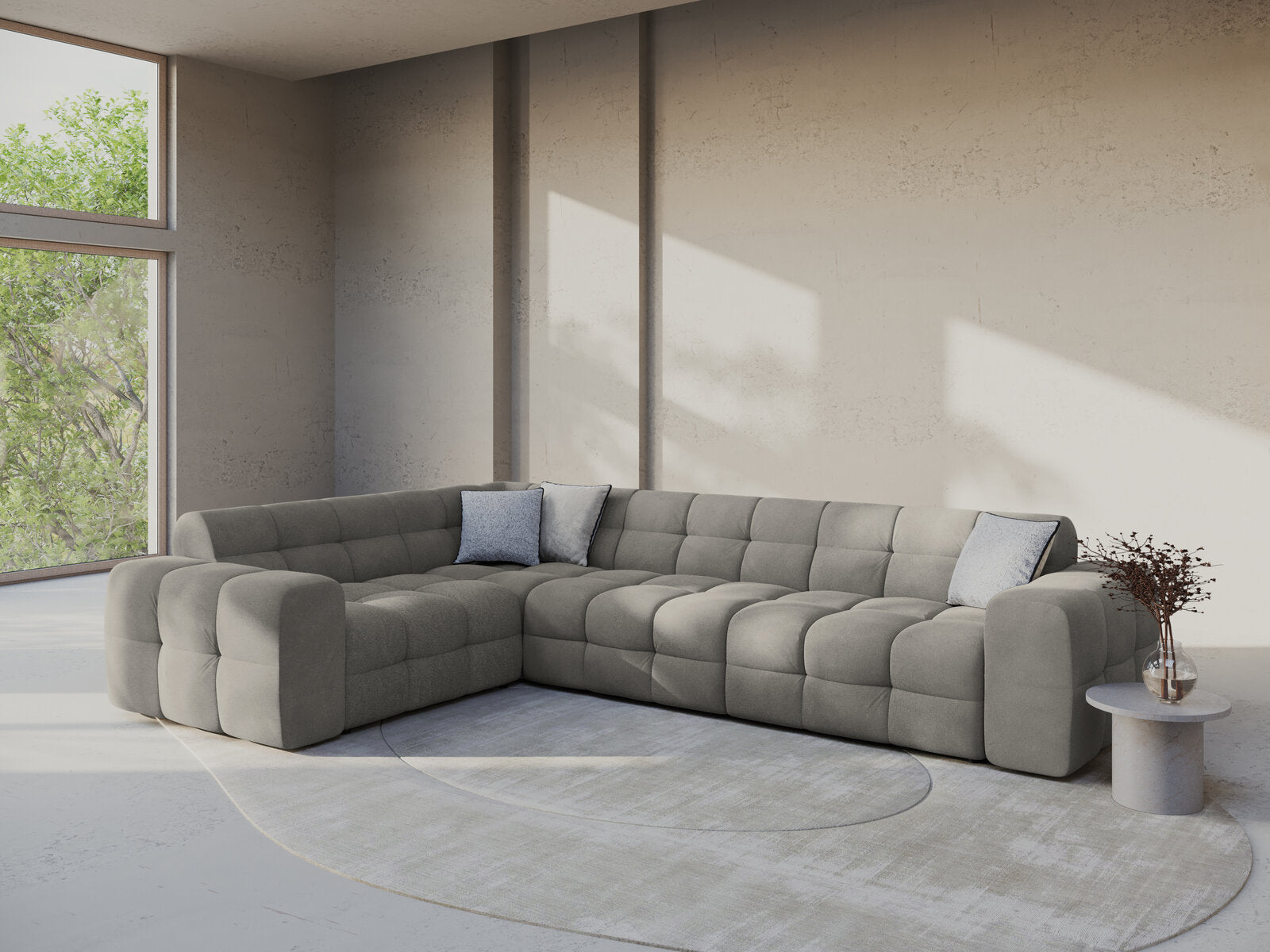 Micadoni Ecksofa Kendal 6-Sitzer Links Samt Magic Velvet Dunkelgrau
