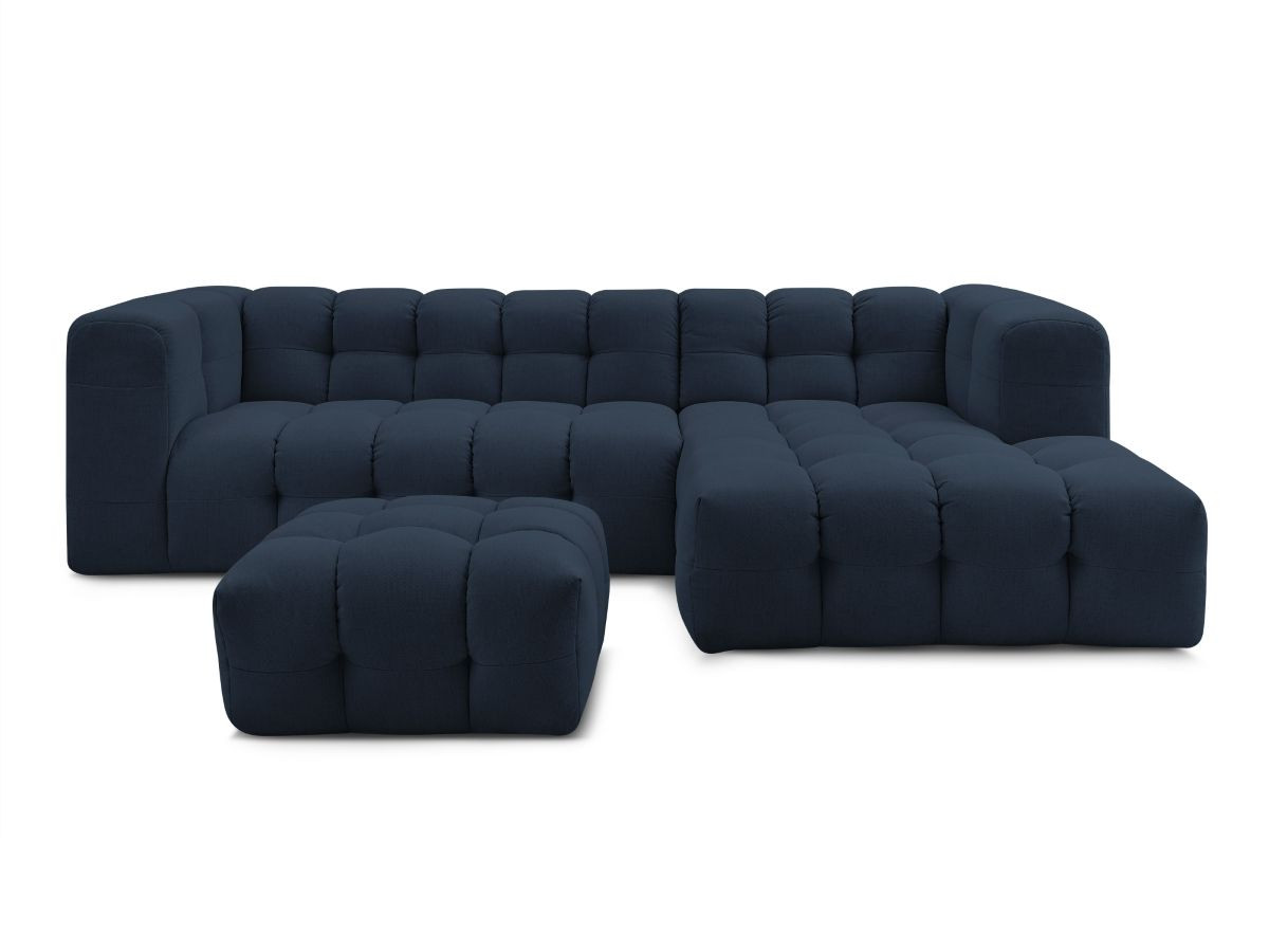 Bobochic Cloud Ecksofa mit Pouf 288 × 184 cm Stoff Dunkelblau Ecke rechts
