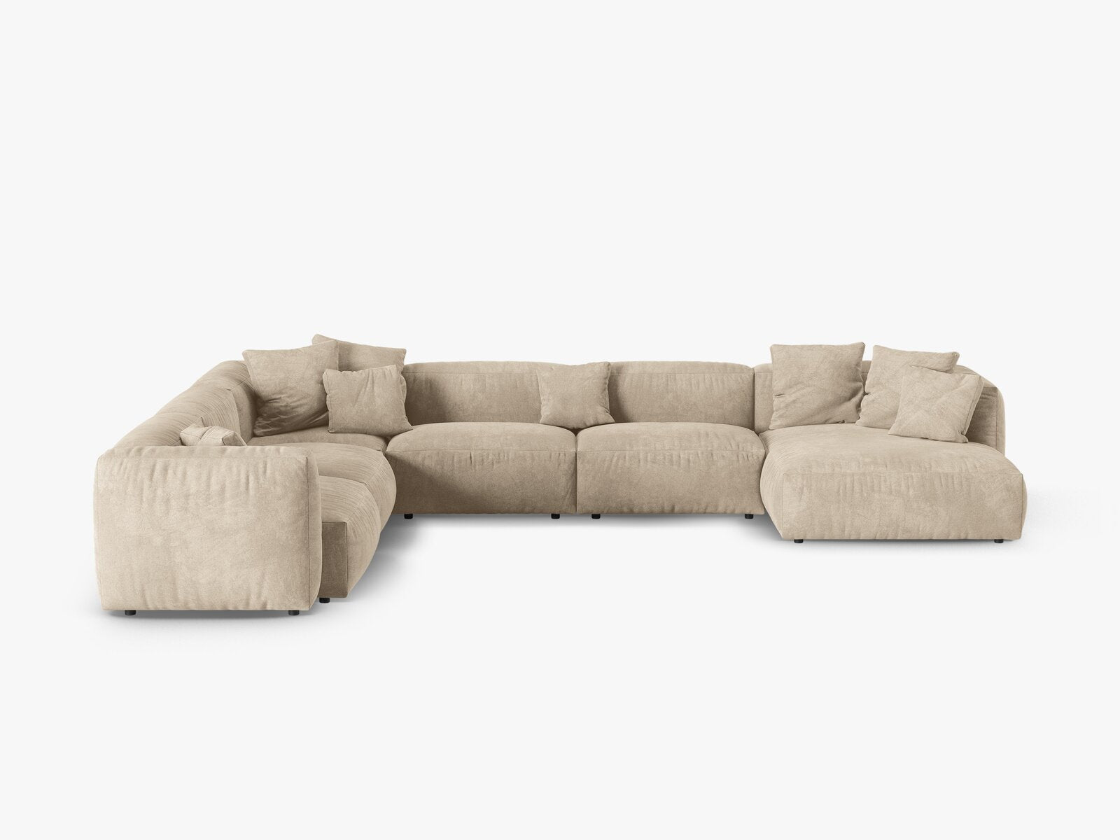 Micadoni modulares Ecksofa XL Martina 6-Sitzer 90cm Sitztiefe Links Samt Vogue Helles Beige