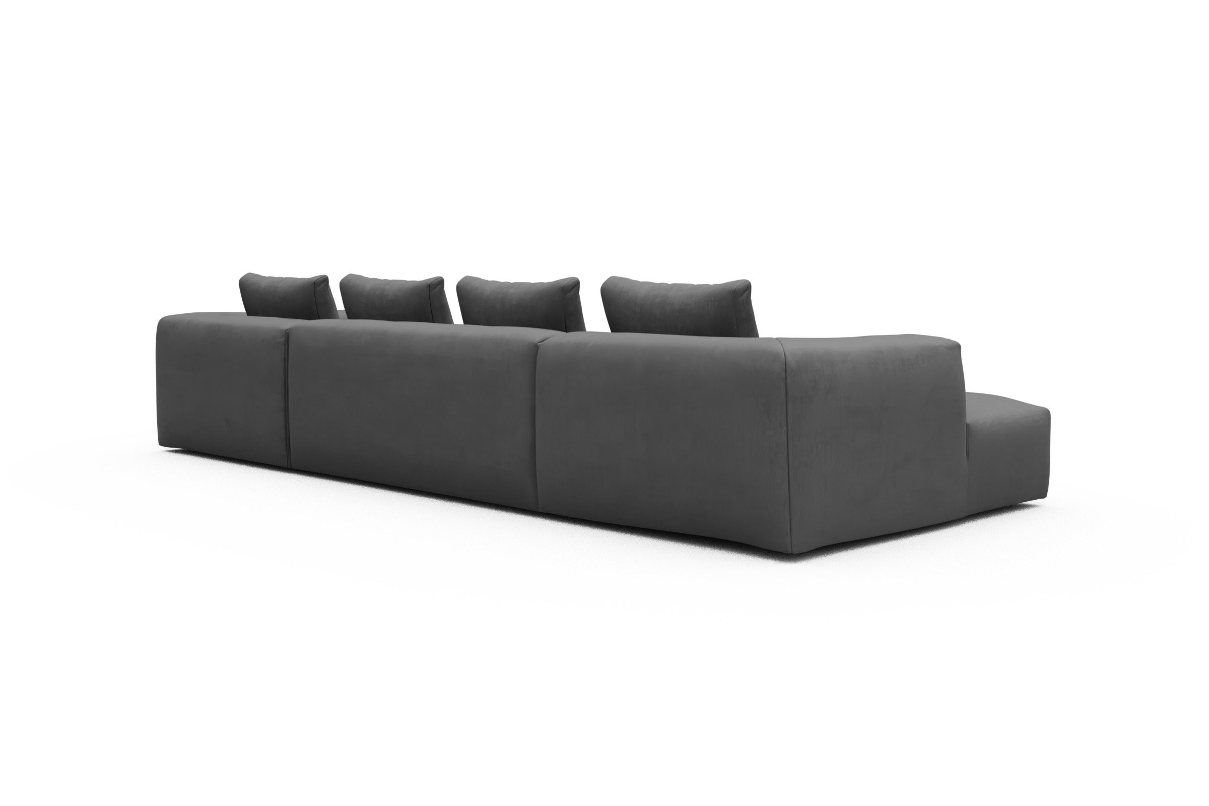 Wohnlandschaft Fred Relax-Ecke rechts mit 2-Sitzer und Chaiselongue links Cordufine-Grey