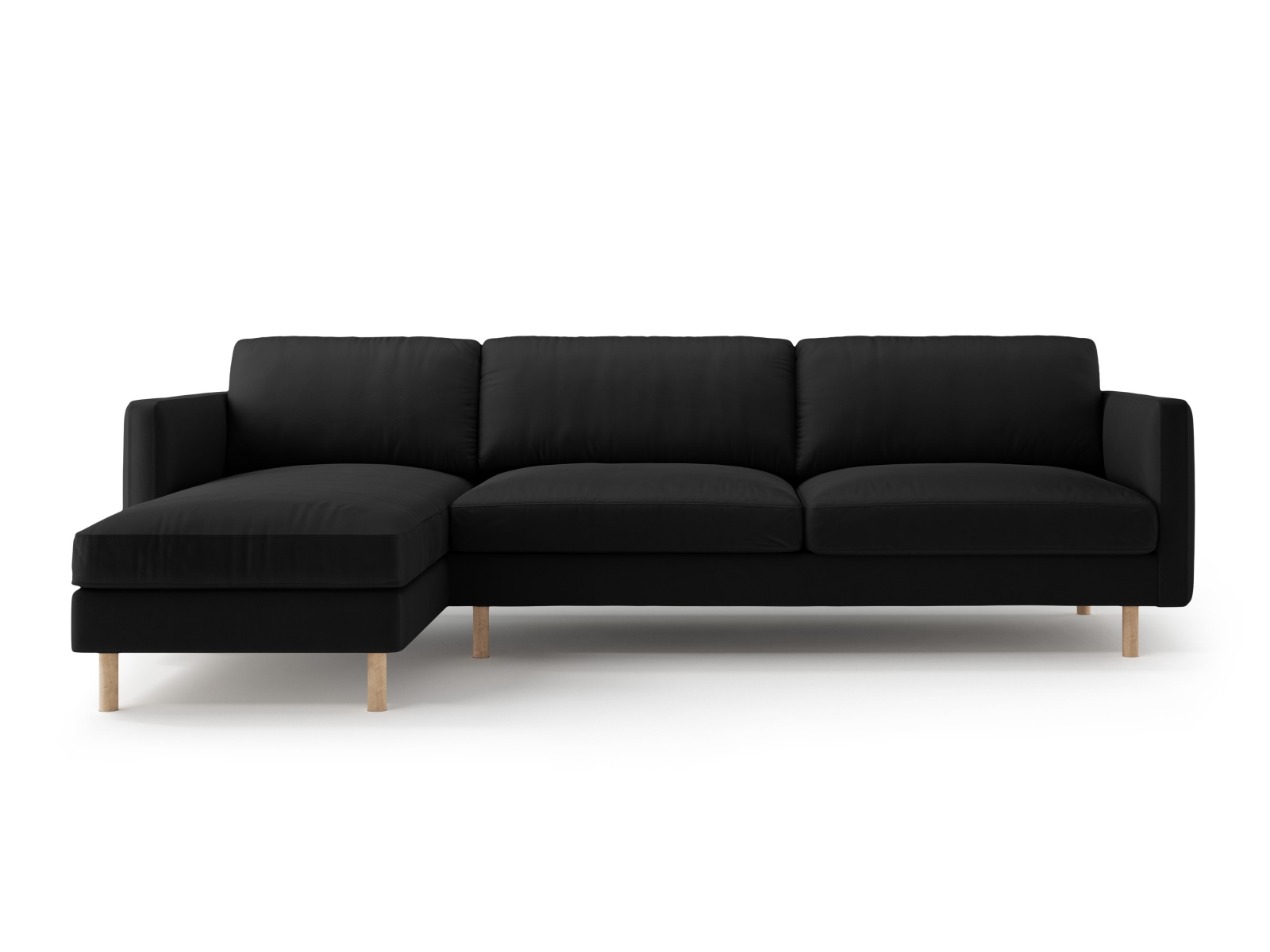 Micadoni Ecksofa Eden 4-Sitzer Links Samt Schwarz