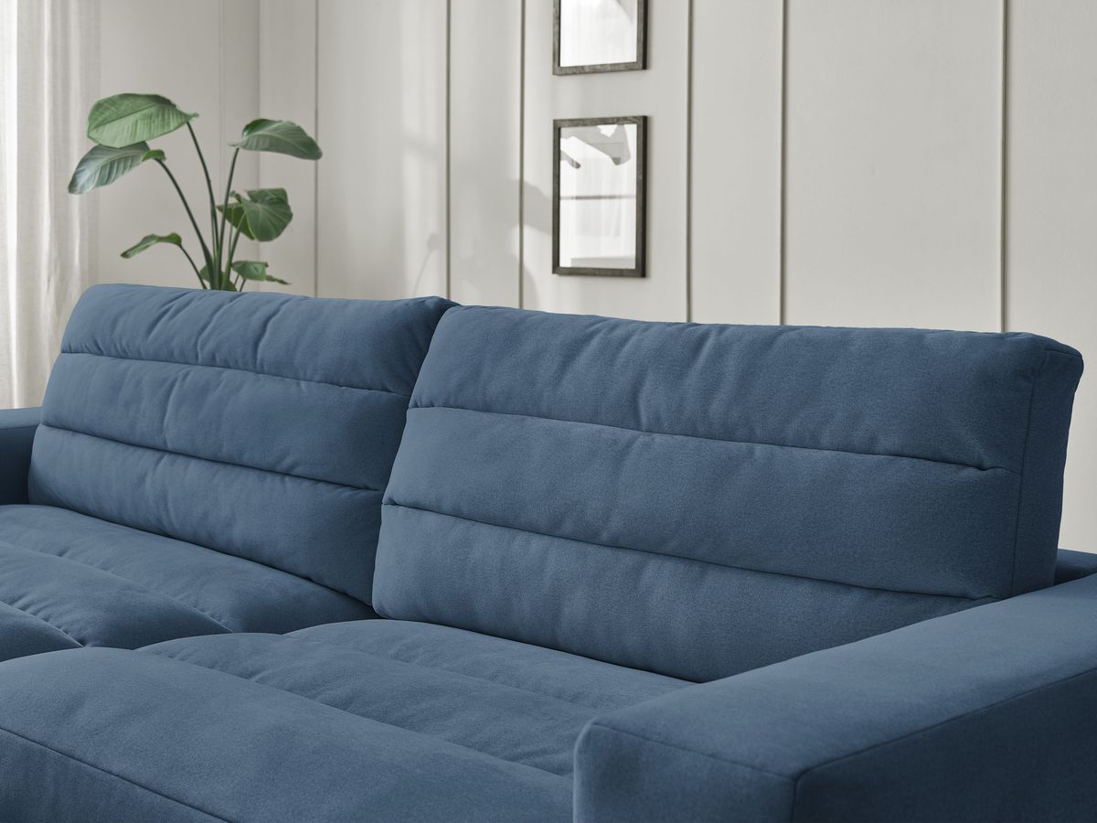 Bobochic Sierra Ecksofa mit Pouf Samt Dunkelblau Ecke links