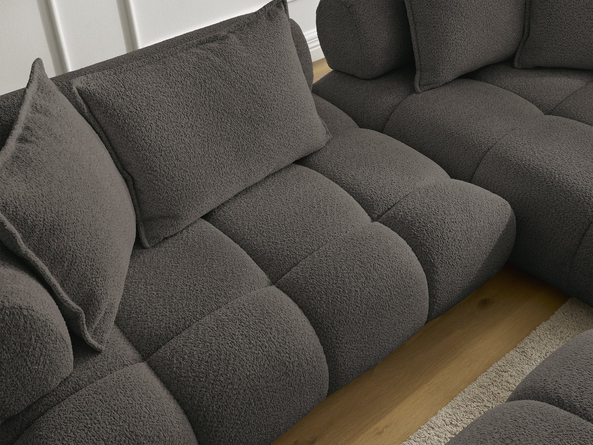 Bobochic Alya Ecksofa mit Pouf Bouclé-Stoff Braun Ecke rechts