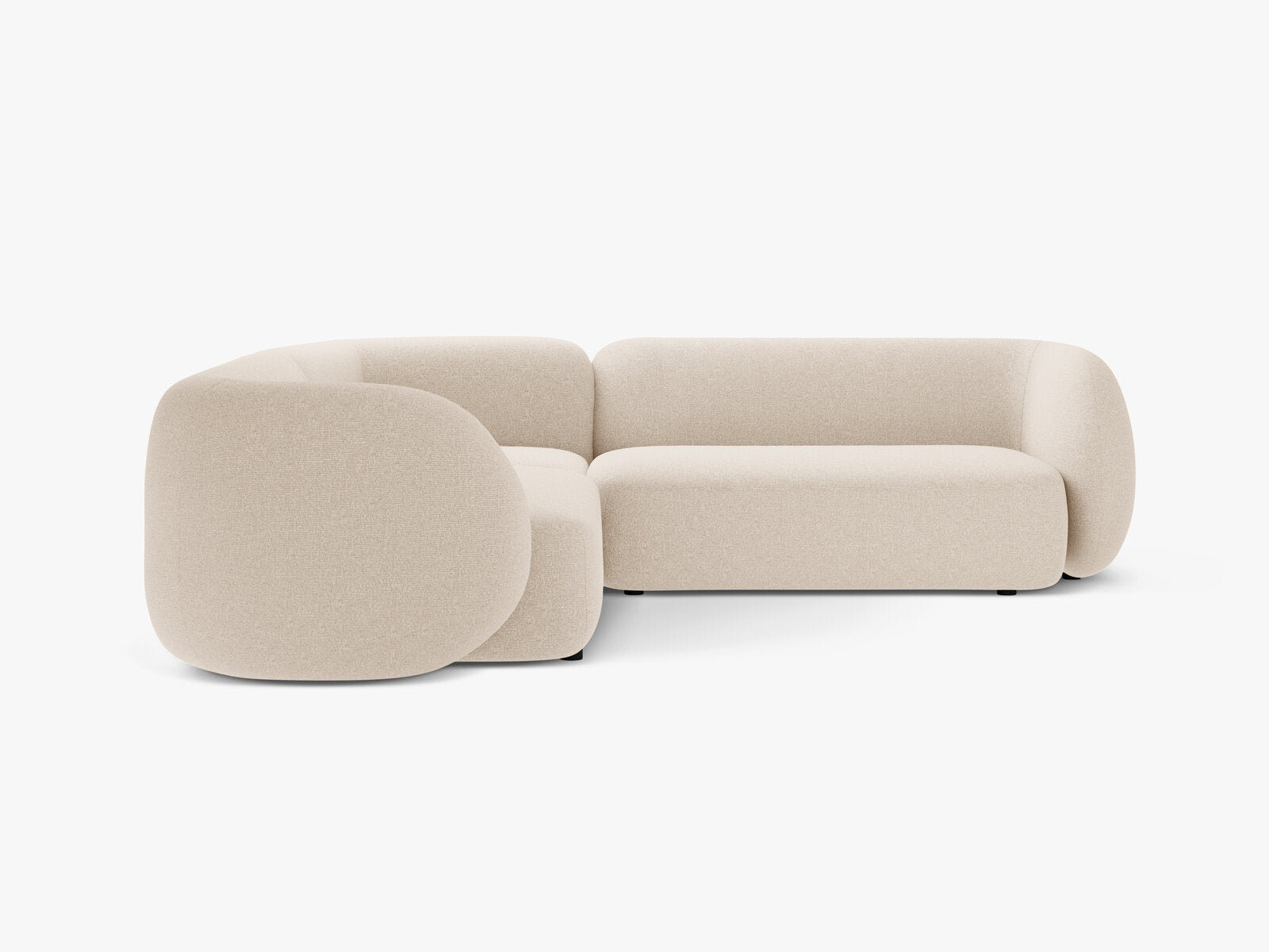 Micadoni Ecksofa Kate 5-Sitzer Strukturierter Stoff Hellbeige Melange