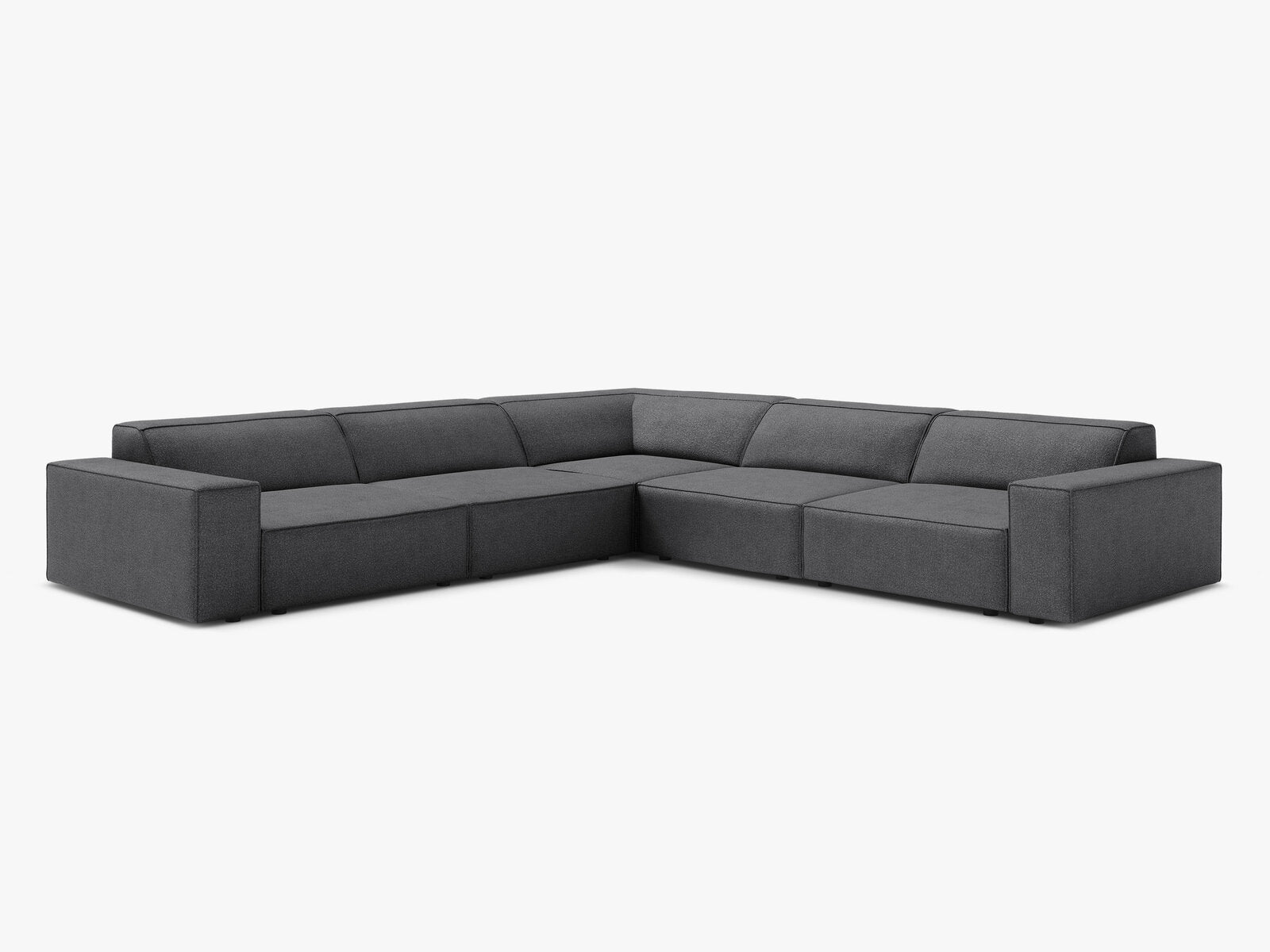 Micadoni Symmetrisches Ecksofa Jodie 6-Sitzer Boucle Baloo Dunkelgrau