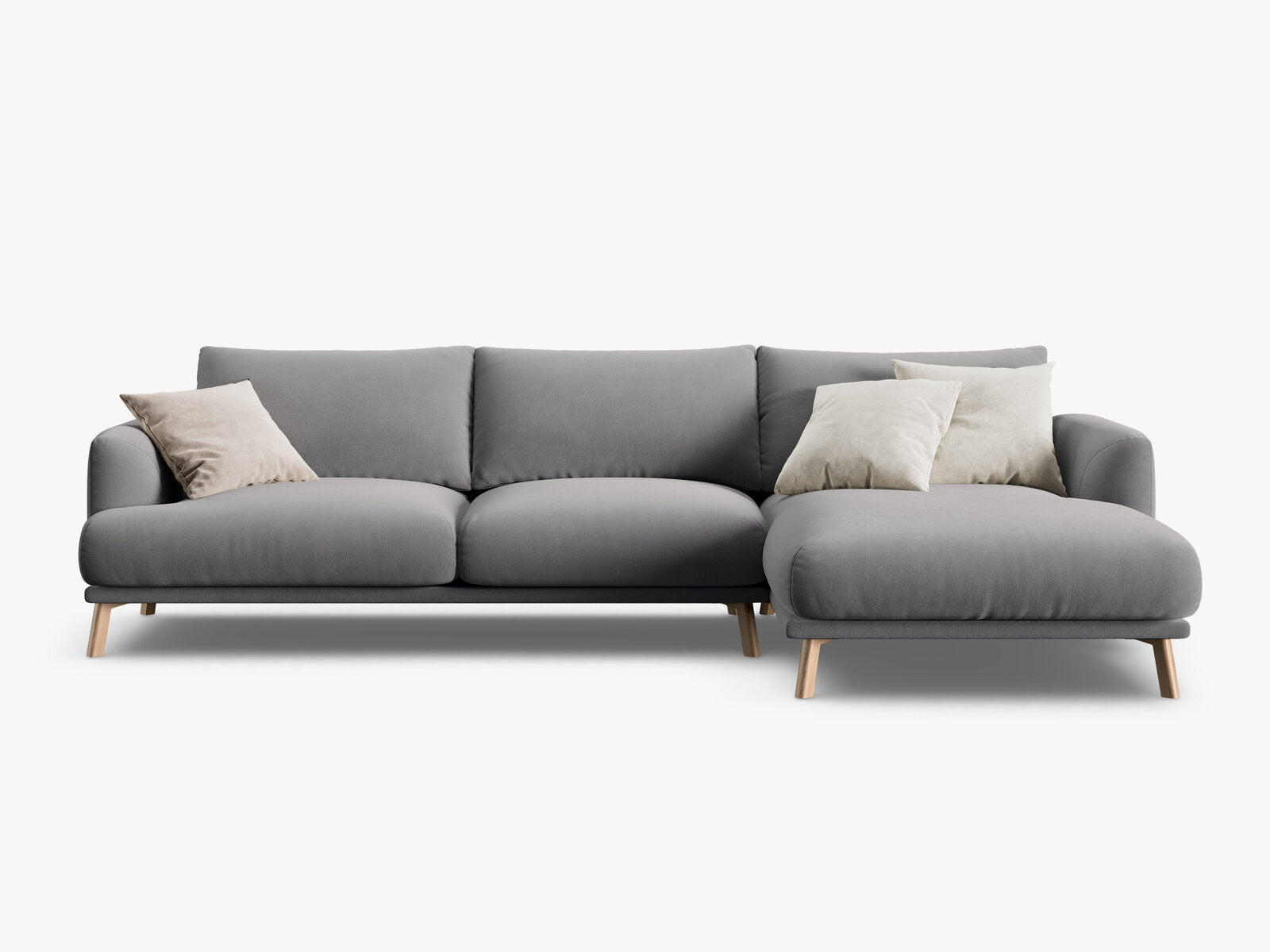 Micadoni Ecksofa Naomi 4-Sitzer Rechts Samt Salvador Grau