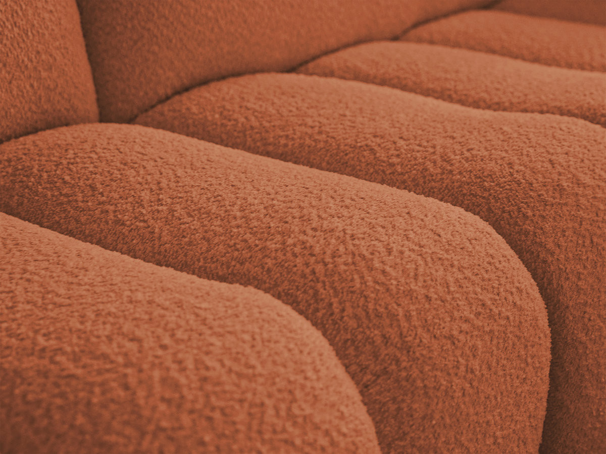Bobochic Azra Ecksofa mit Pouf 319 × 178 cm Bouclé-Stoff Orange Ecke rechts